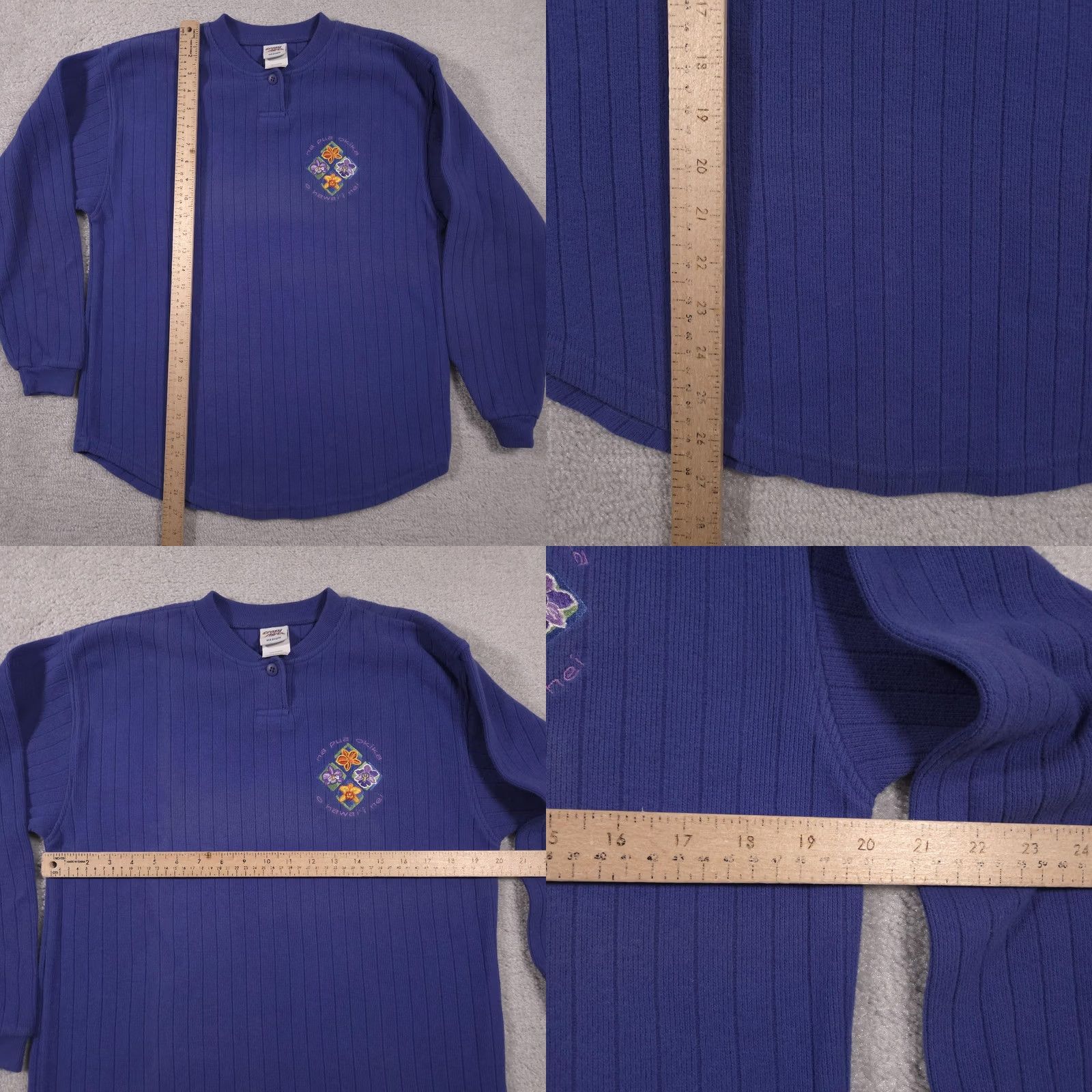 Vintage Crazy Shirts Shirt Mens Medium Purple Henley Long Sleeve Orchid Floral Hawaii Size US M / EU 48-50 / 2 - 9 Thumbnail