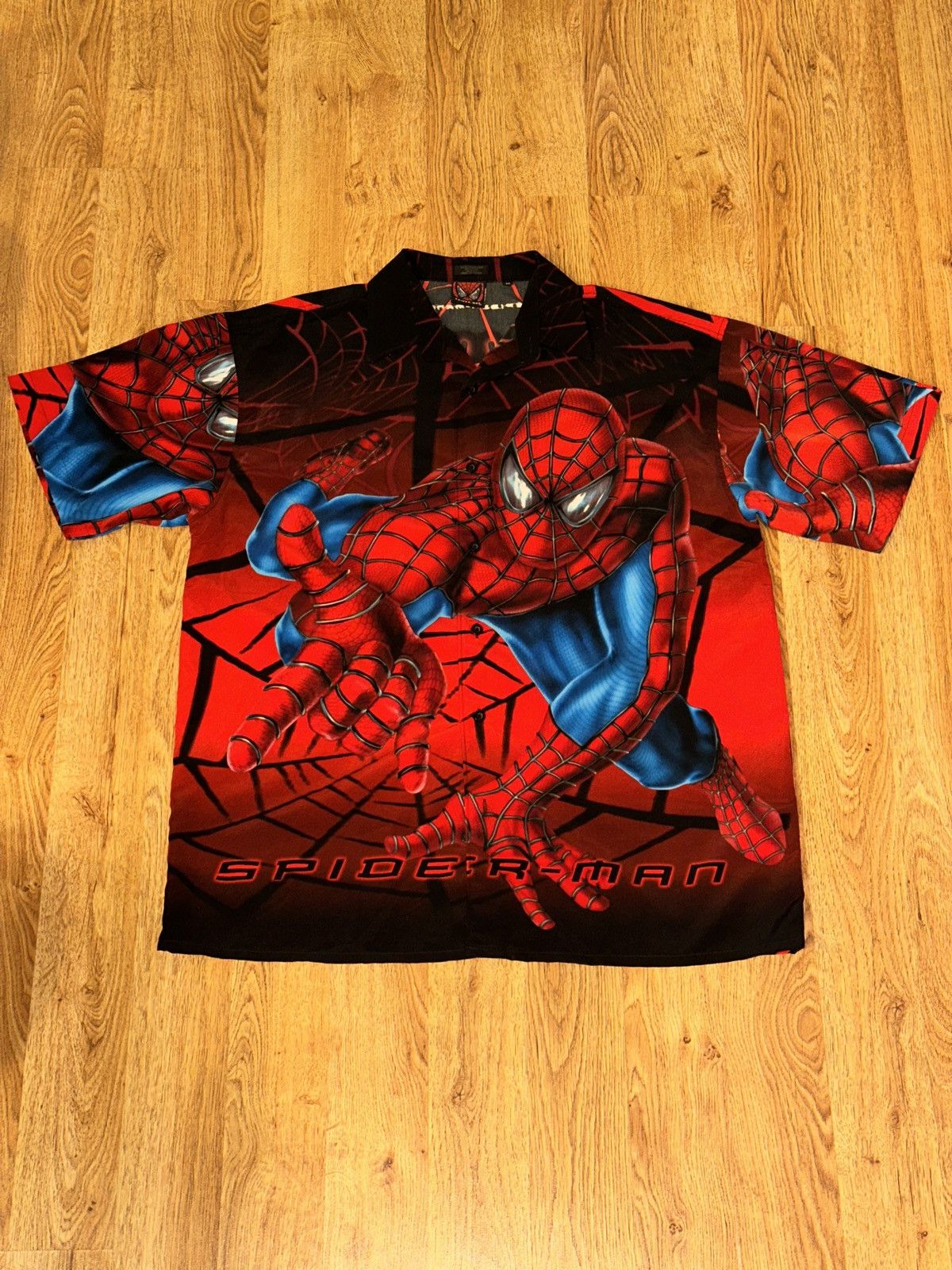 Marvel Comics VTG 2002 SPIDER-MAN AOP All Over Print Button Down Shirt MED Size US M / EU 48-50 / 2 - 8 Thumbnail