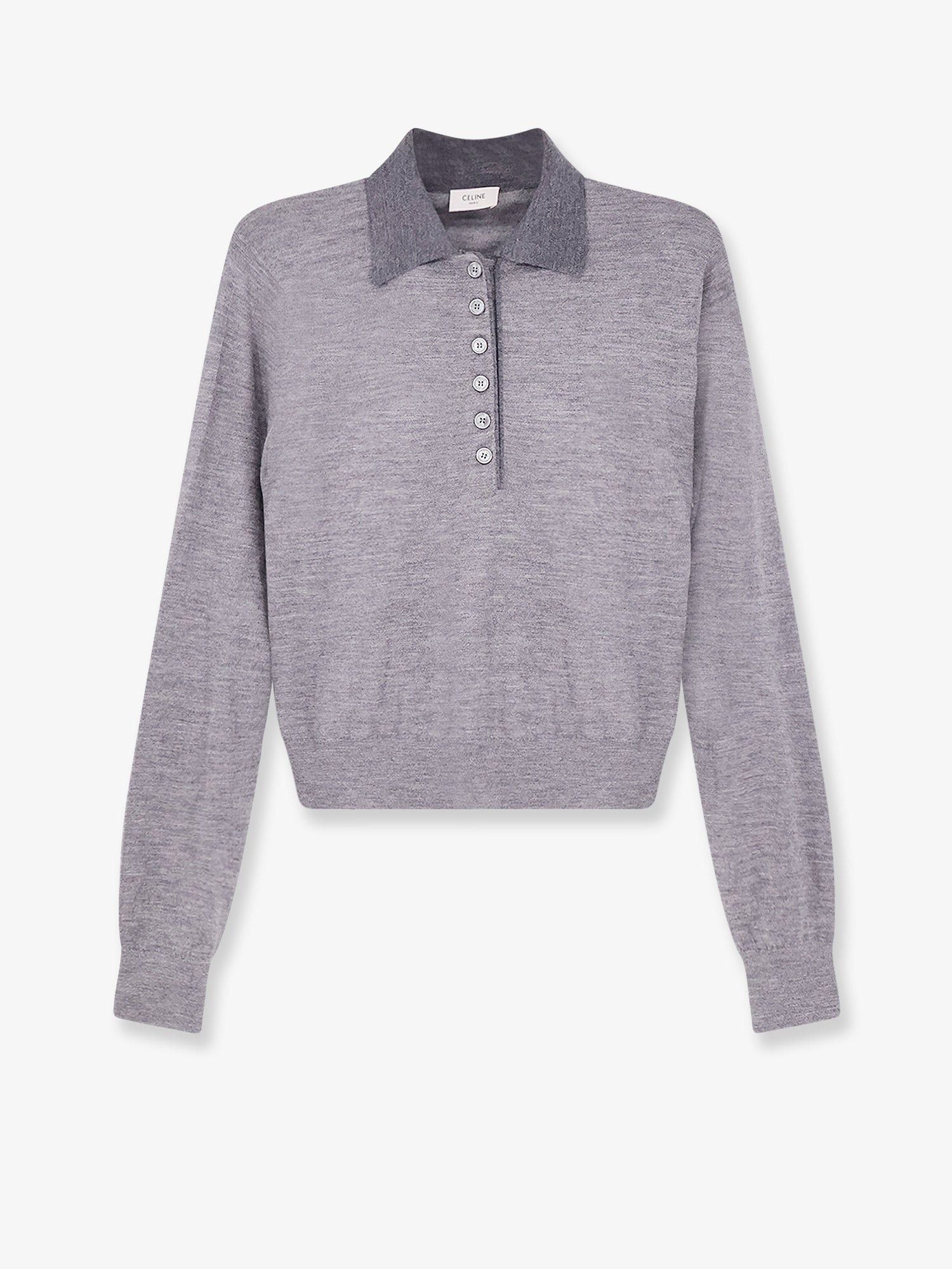 Celine Celine Cashmere and silk polo shirt with embroidery logo on the front Tag Size M Women - USA Tariffs Included Size M / US 6-8 / IT 42-44 - 1 Thumbnail