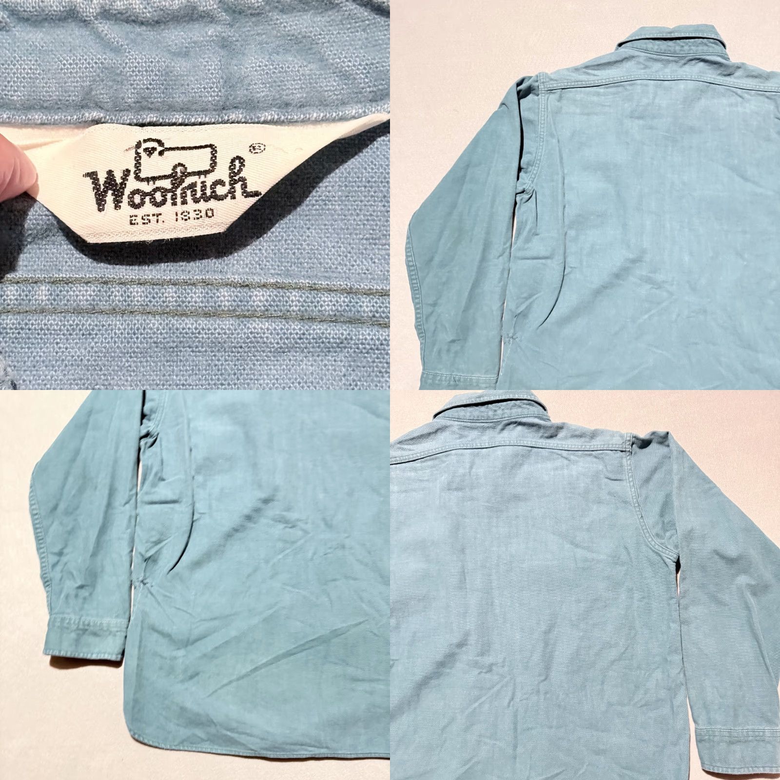 Vintage VINTAGE Woolrich Shirt Men Blue Patch Pockets Long Sleeve Button-Up Large Distressed Size US L / EU 52-54 / 3 - 8 Thumbnail