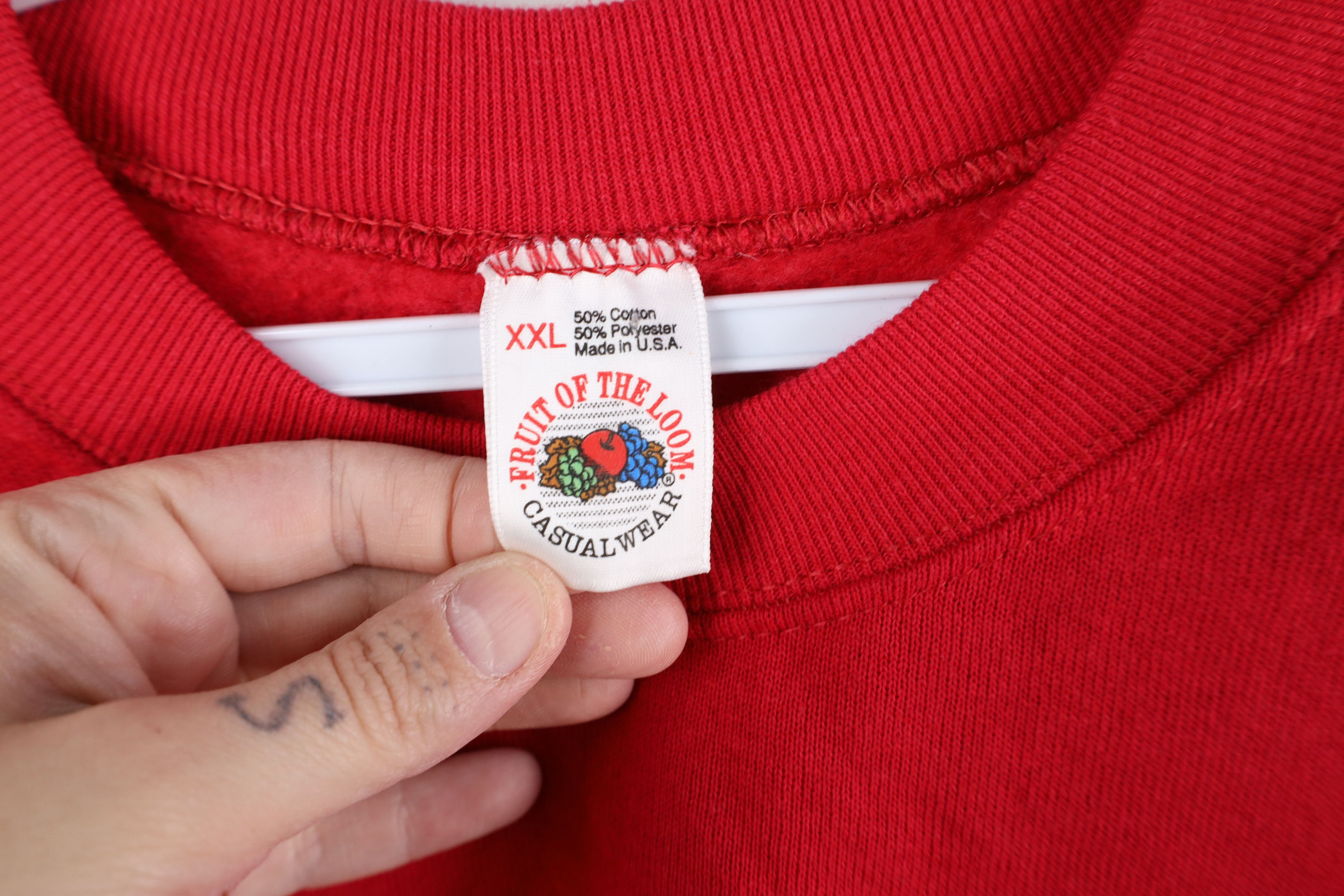 Vintage Vintage 90s Streetwear Blank Crewneck Sweatshirt Red USA Size US XXL / EU 58 / 5 - 5 Thumbnail