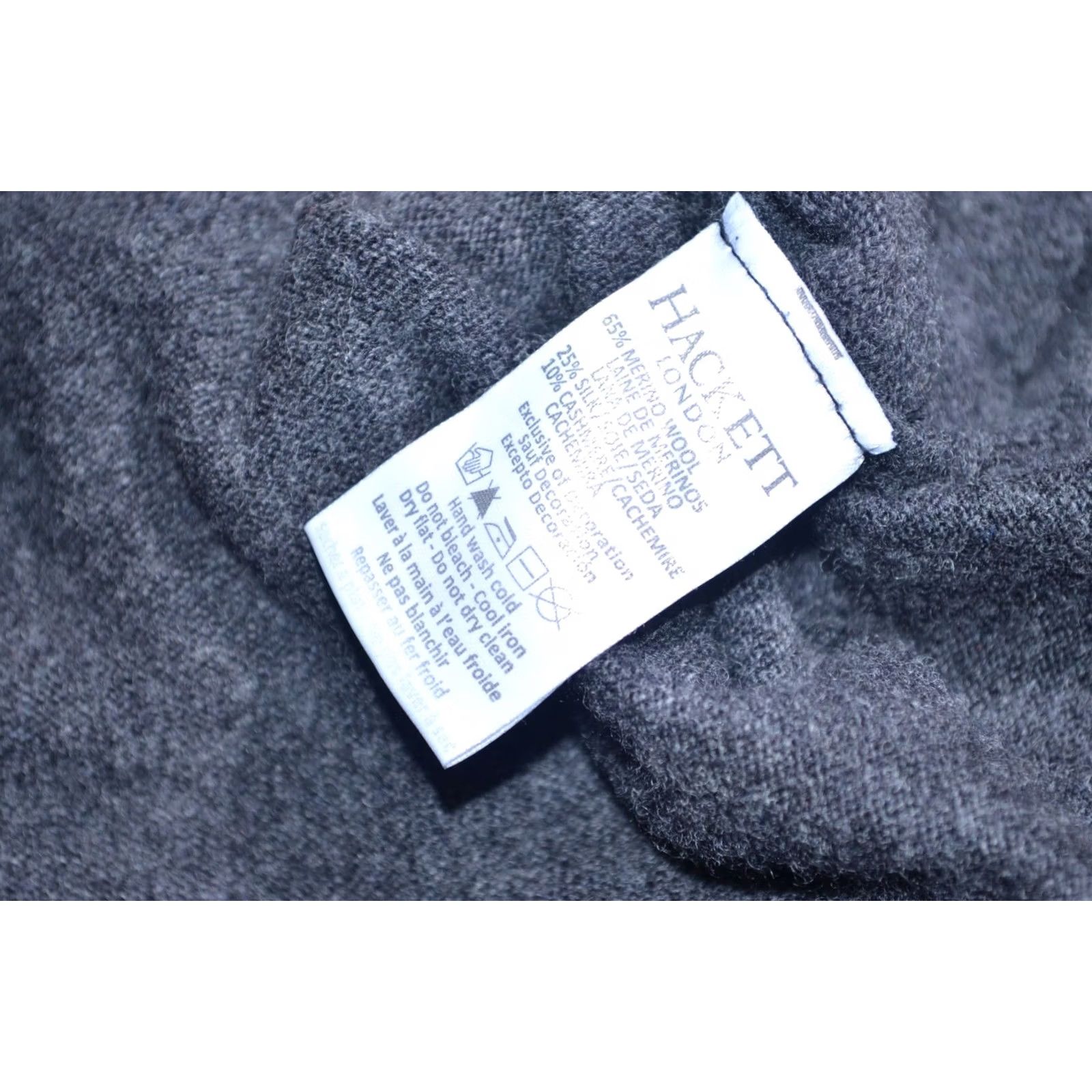 Hackett Hackett Jumper Men V-Neck Grey Cashmere/Silk/Wool Elbow Patches Size L Size US L / EU 52-54 / 3 - 8 Thumbnail