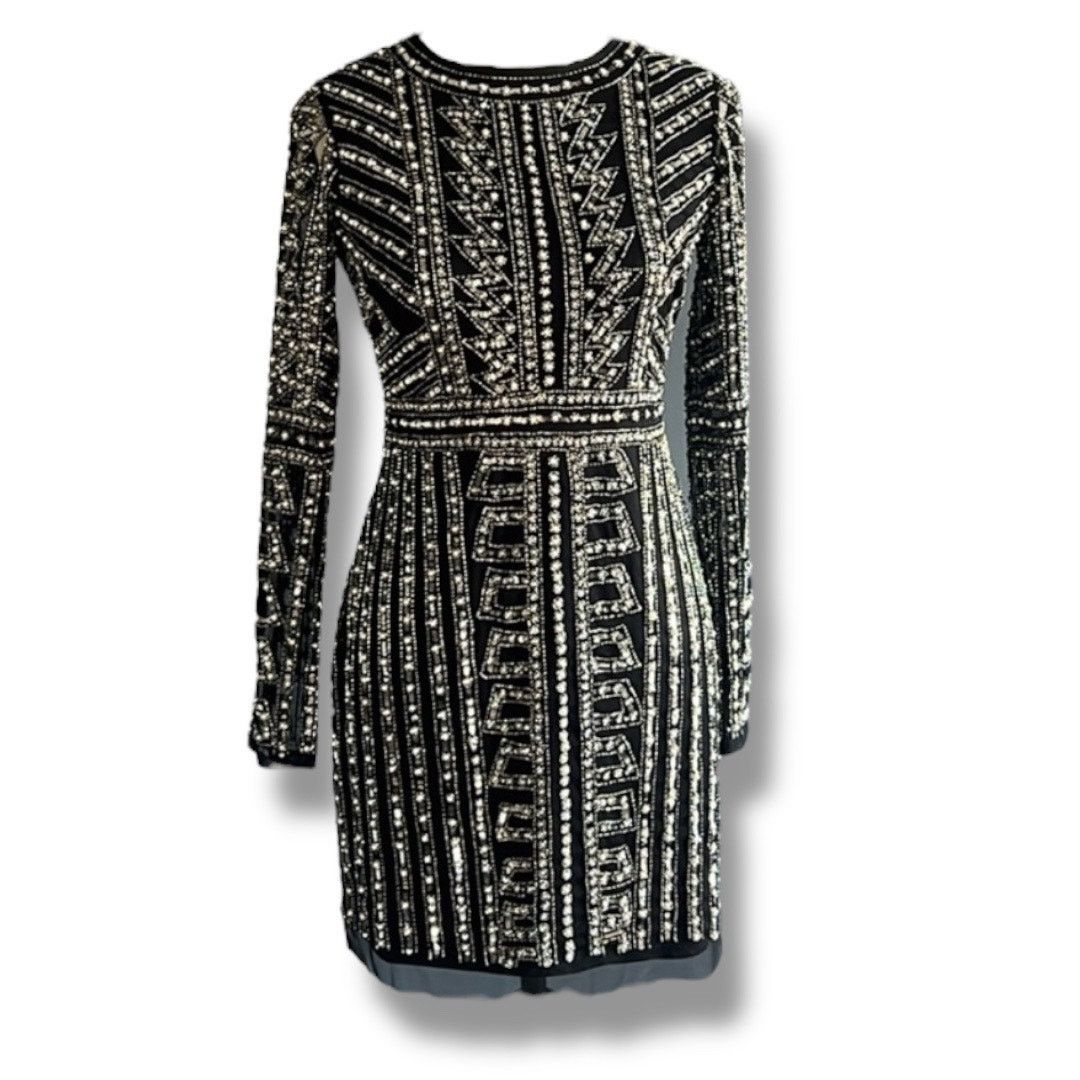 Gianni Valentino Gianni Bini Black Dani Pearl Silver Sequin Dress Size XS / US 0-2 / IT 36-38 - 3 Thumbnail