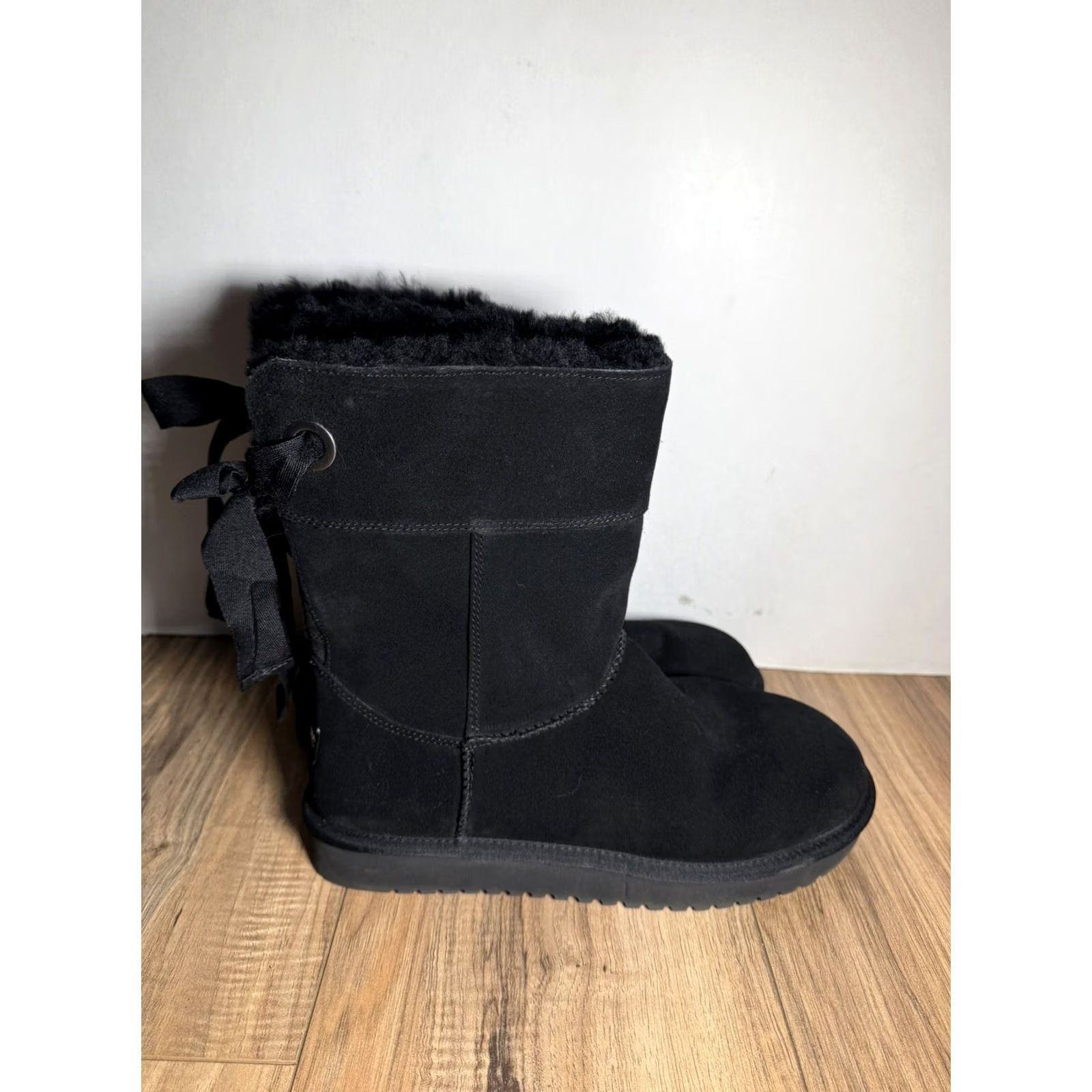 Vintage KOOLABURRA BY UGG Delene Mini BLACK BOOTS WOMAN’S Size 10 Suede Faux Fur Lining EVA Outsole M 41 EU 8 UK Vintage No Size US 8 / IT 38 - 4 Thumbnail