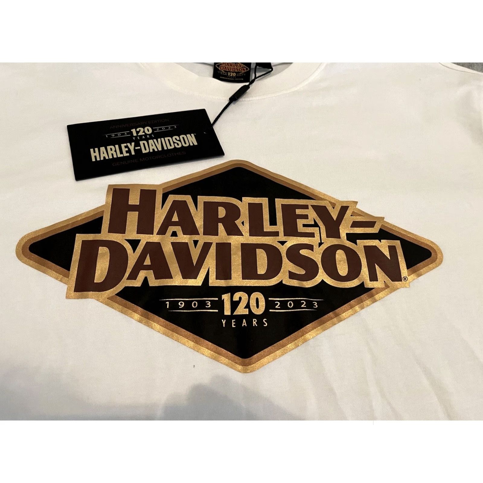 Harley Davidson Harley-Davidson Short Sleeve Shirt White Mens 3XL NWT 120th Anniversary Graphic Print T-Shirt USA Biker Motorcycle Holiday 1900s Mens Size US XXL / EU 58 / 5 - 3 Thumbnail