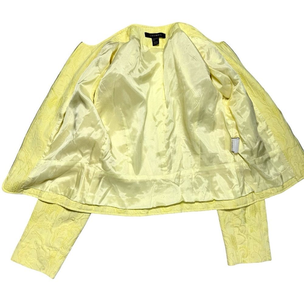 LOUBEN Louben Yellow Textured Floral Cotton Zip Front Jacket Size Size S / US 4 / IT 40 - 5 Thumbnail