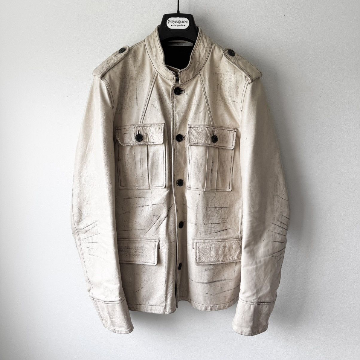 Yves Saint Laurent YSL Rive Gauche Tom Ford SS2002 M65 Military Leather Jacket Size US L / EU 52-54 / 3 - 1 Thumbnail