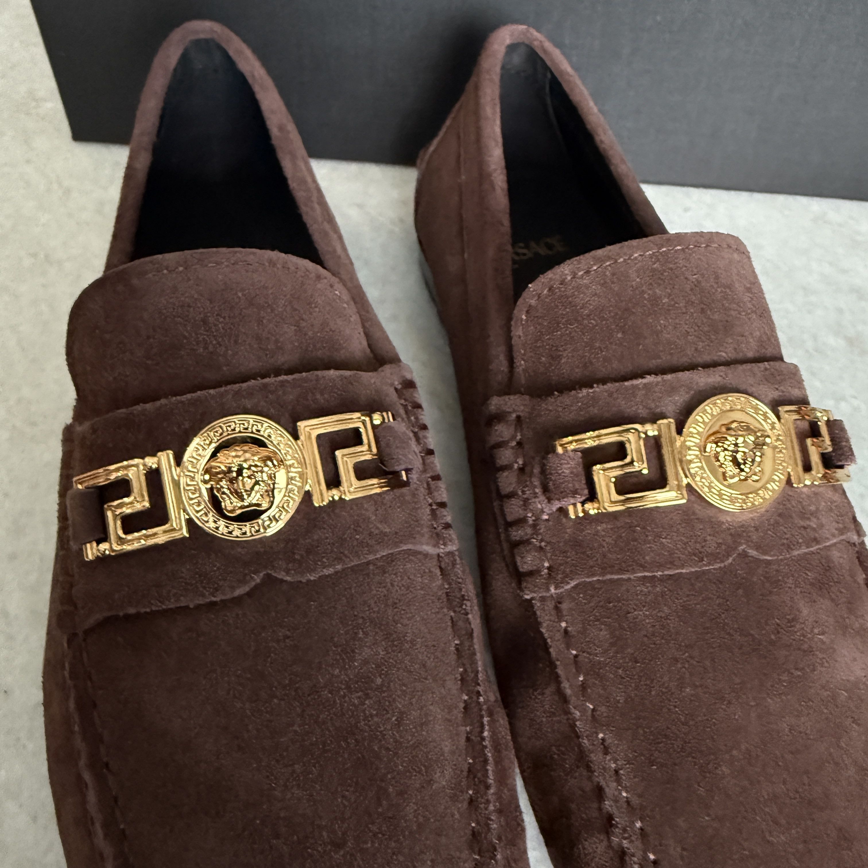 Versace VERSACE Medusa Men's Brown Suede Driver Shoes, Sz 40 Size US 7 / EU 40 - 5 Thumbnail