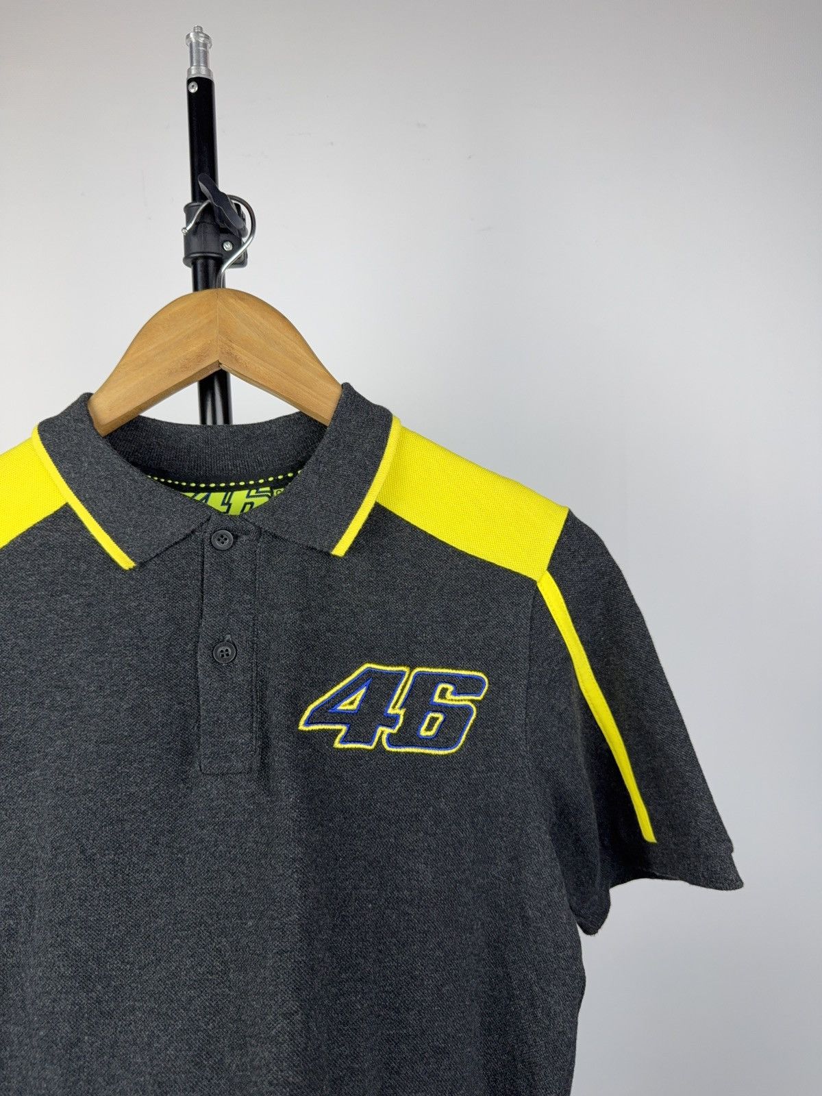 Vintage Racing VR46 Valentino Rossi Polo Shirt Grey Yellow MotoGP Size US S / EU 44-46 / 1 - 3 Thumbnail