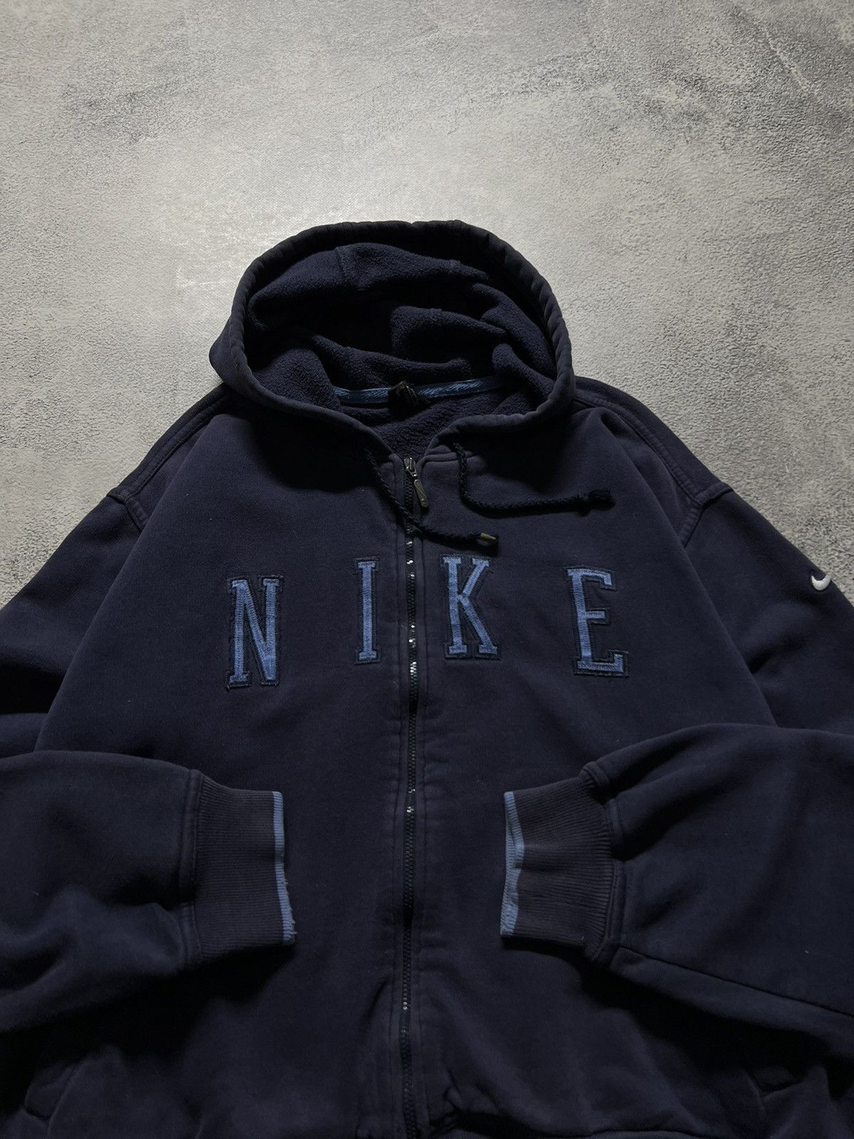 Nike × Vintage Vintage Y2k Nike 💙 Faded Spell Out Oversized Zip Hoodie 90’s Size L / US 10 / IT 46 - 2 Thumbnail