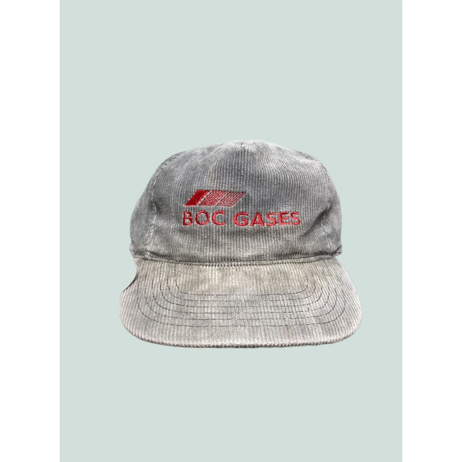 Vintage VINTAGE 90s SnapBack hat corduroy cap BOC gases gray red embroidered Mens Adjustable Red Snapback 90s theme Size ONE SIZE - 1 Thumbnail