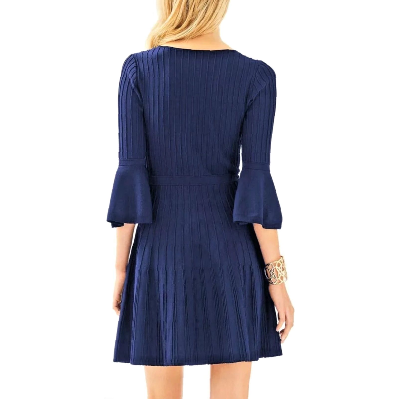 Lilly Pulitzer Lilly Pulitzer Blue Brandi High Tide Navy Fit & Flare Knit Dress Sz M Womens Size M / US 6-8 / IT 42-44 - 3 Thumbnail