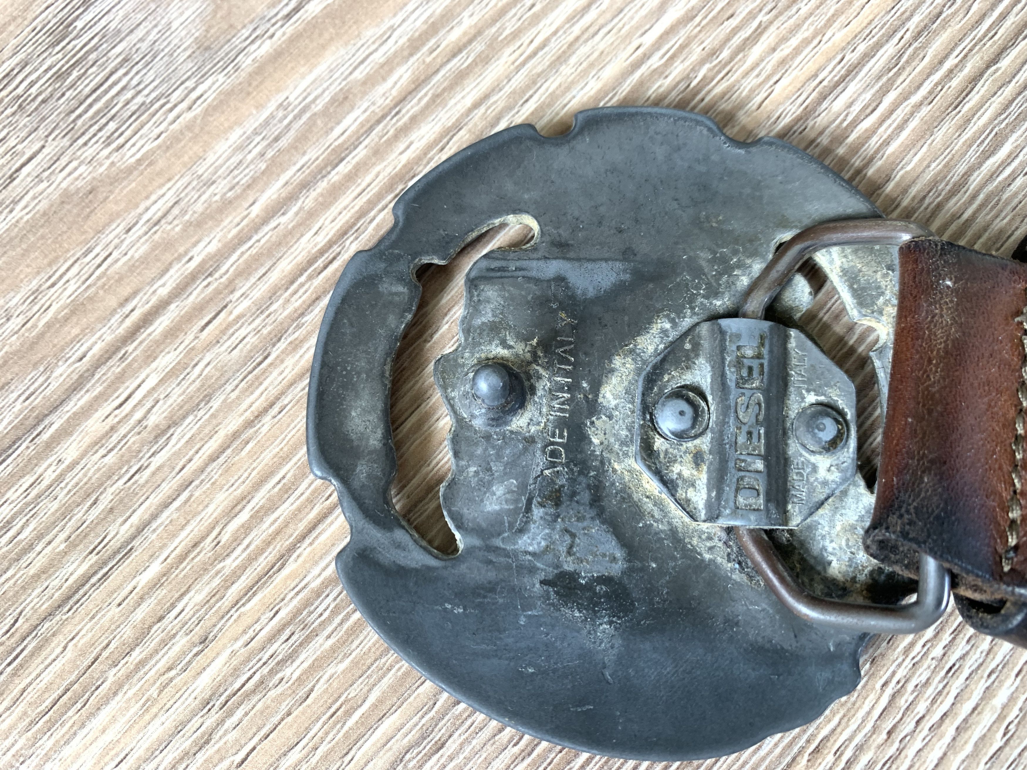 Diesel × Vintage Diesel Vintage Big Circle Buckle Leaher Belt Size ONE SIZE - 5 Thumbnail