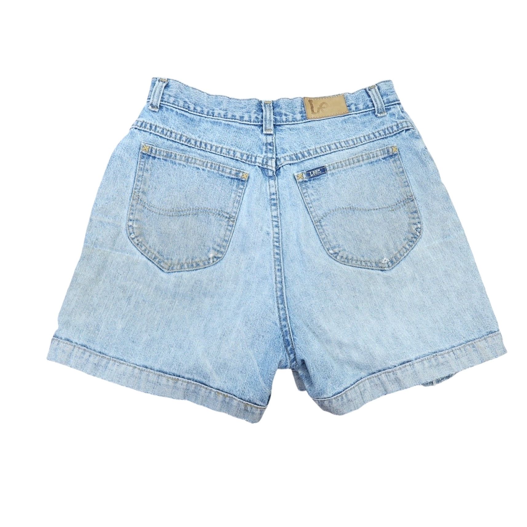 Lee VINTAGE 90s Lee Light Wash Blue Denim High Rise Mom Jean Shorts 27" Womens Regular Small 100% Cotton Distressed Spring Summer Casual Mens/Girls Size 28" / US 6 / IT 42 - 3 Thumbnail