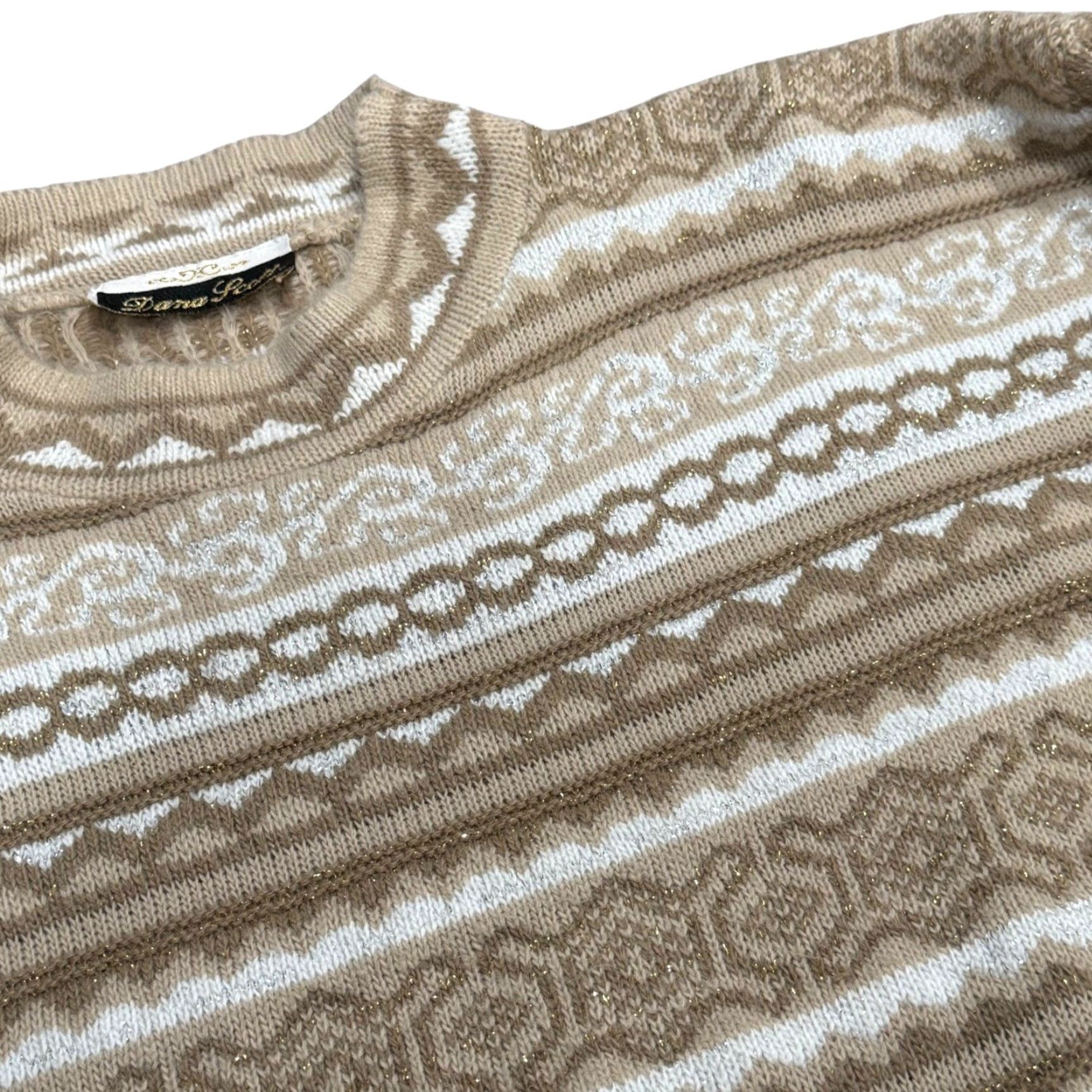 Vintage VINTAGE Dana Scott Fair Isle Sweater Knit Pullover Neutral Tones Beige Long Sleeve Crew Neck Womens M Size M / US 6-8 / IT 42-44 - 2 Thumbnail