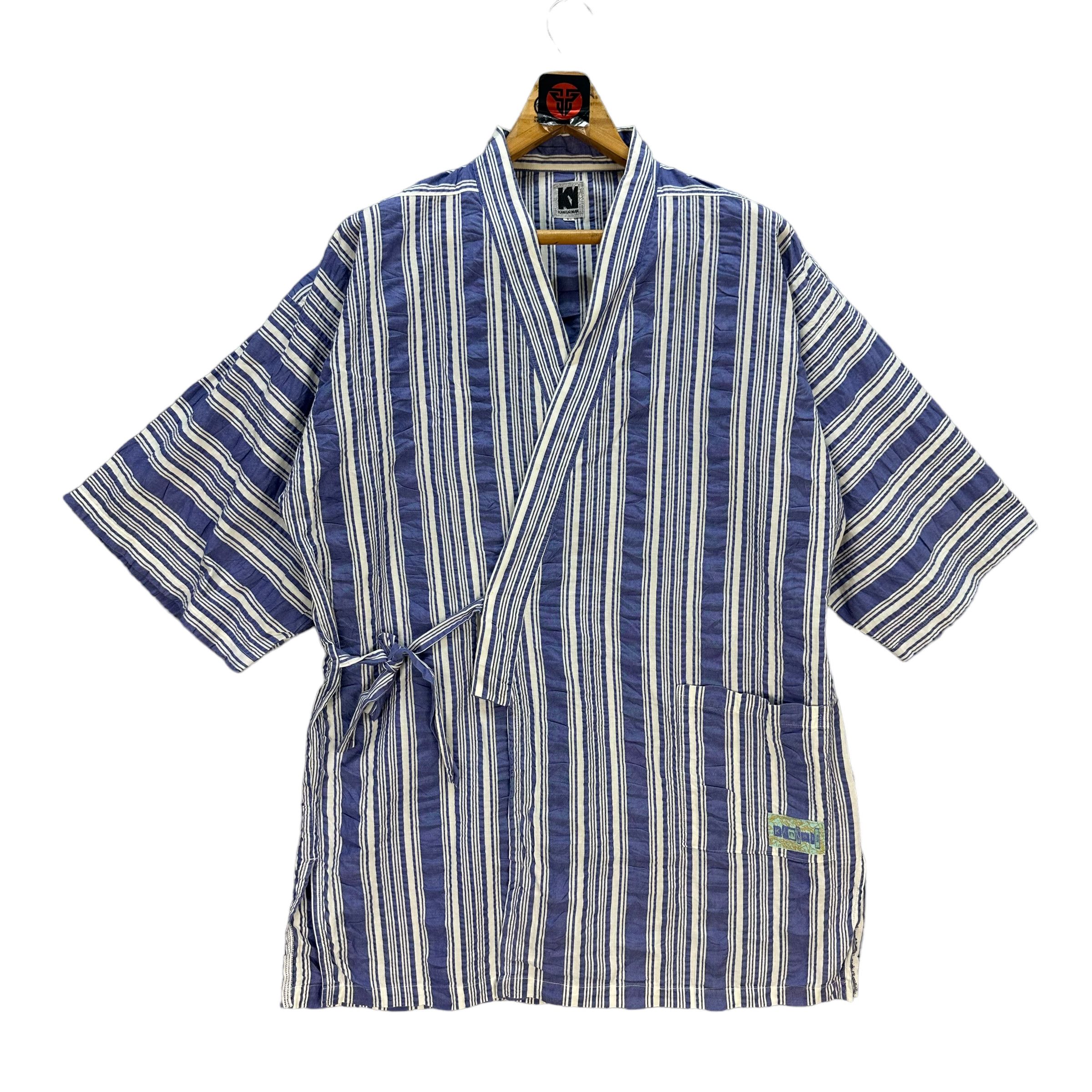 Kansai Yamamoto RARE🔥 VINTAGE KANSAI MAN STRIPED KIMONO JACKET #7558-153 Size US L / EU 52-54 / 3 - 1 Thumbnail