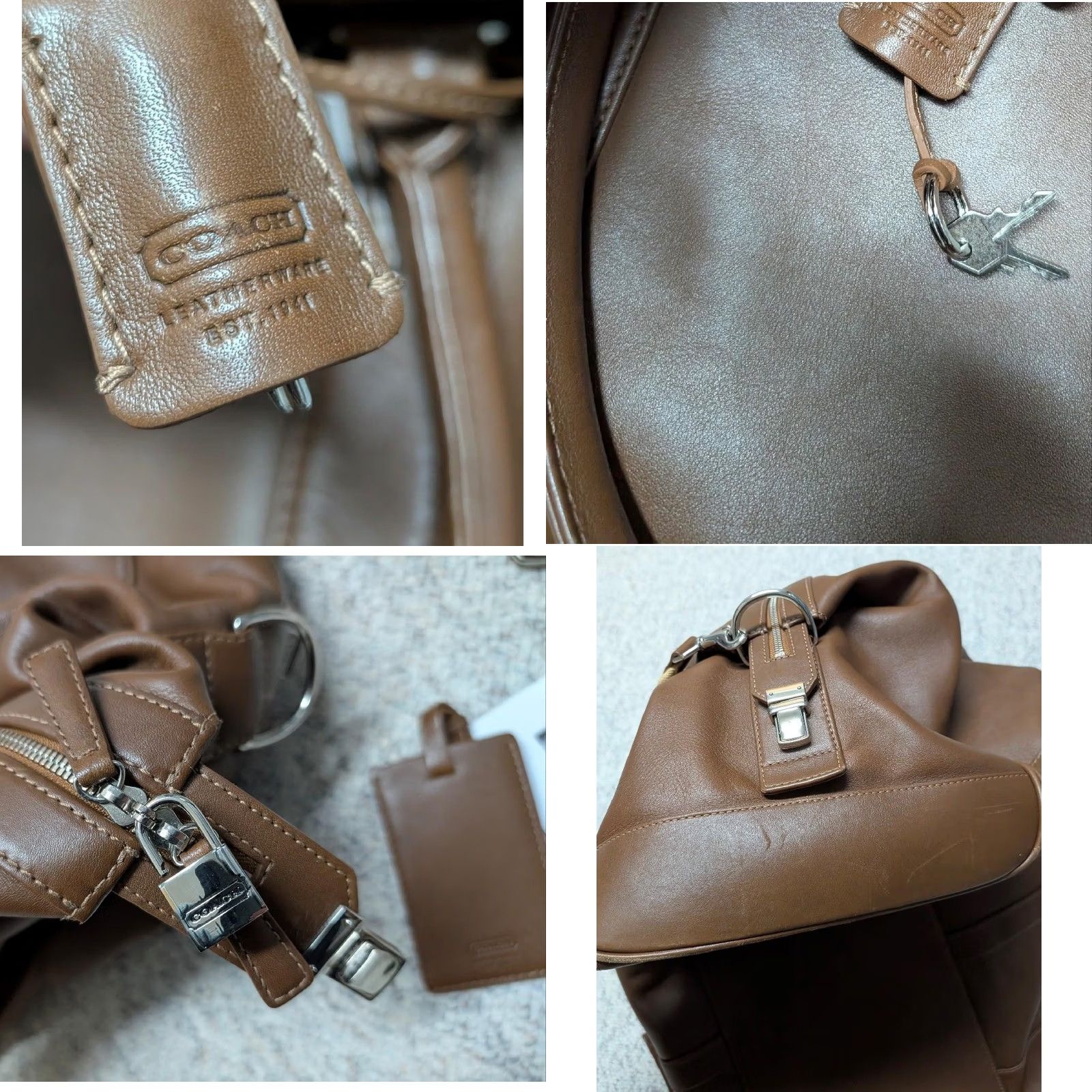 Coach Coach Brown Cowhide Leather Duffle Bag 24" Shoulder Tote K3S-5409 travel Size ONE SIZE - 8 Thumbnail