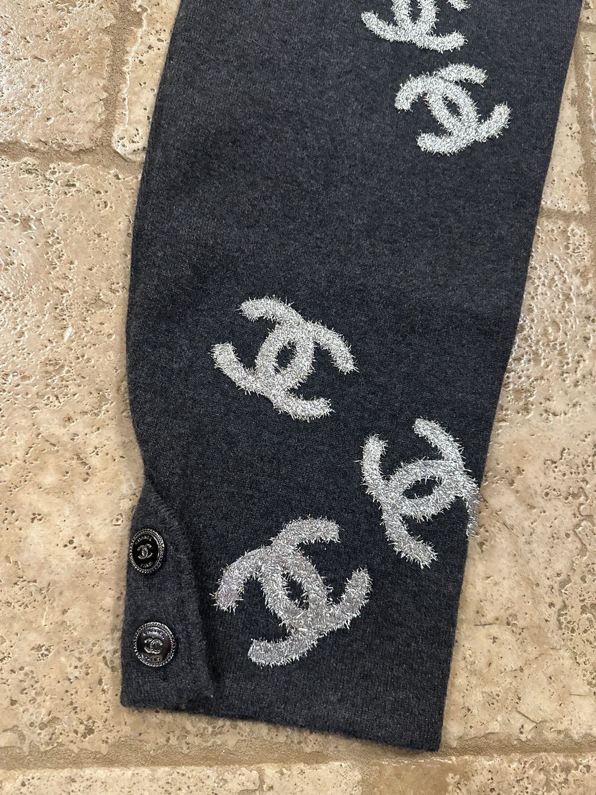 Chanel Chanel Grey Cashmere Glitter CC Logo Unisex Pants Size US 33 - 10 Thumbnail
