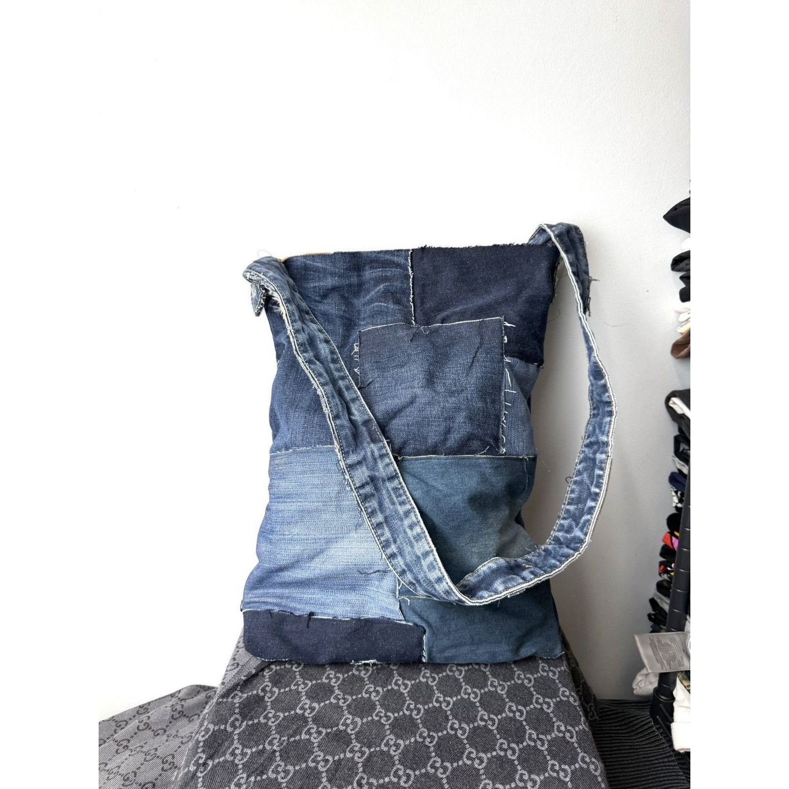 Vintage Rare! Vintage Patchwork Denim Bag Shopper Y2K Levis Diesel Size ONE SIZE - 1 Thumbnail