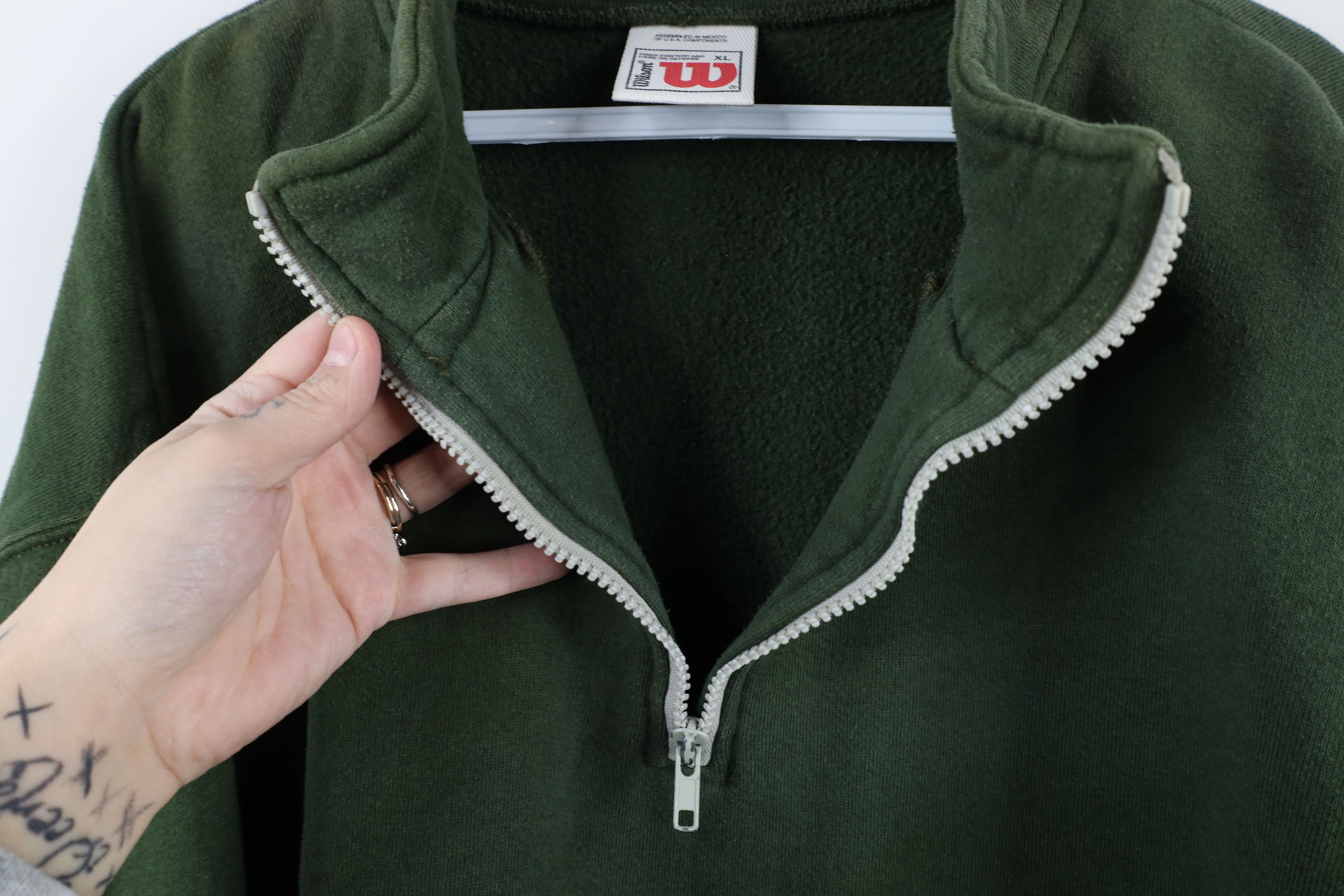 Vintage Vintage 90s Wilson Heavy Half Zip Pullover Sweatshirt Green Size US XL / EU 56 / 4 - 8 Thumbnail