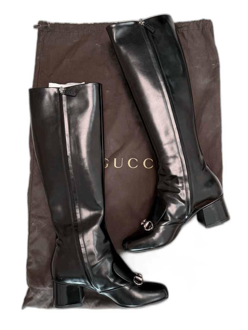 Gucci New Gucci Black Knee-High Boots Size US 5 / IT 35 - 1 Thumbnail