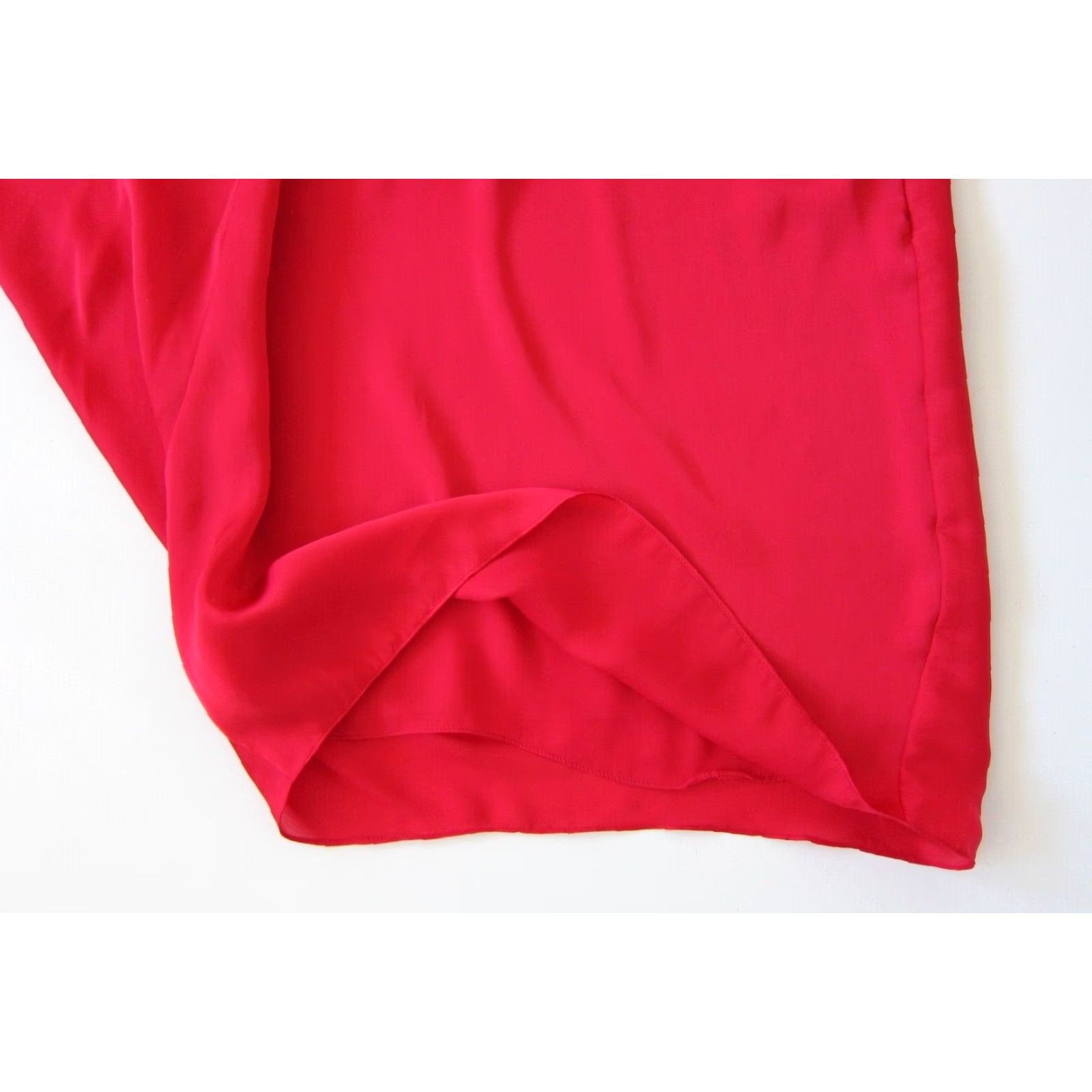 Vintage Aidan Mattox Dress One Shoulder Mini Red Silky Batwing Sleeve 6 Women's Dress Party/Cocktail Size M / US 6-8 / IT 42-44 - 7 Thumbnail
