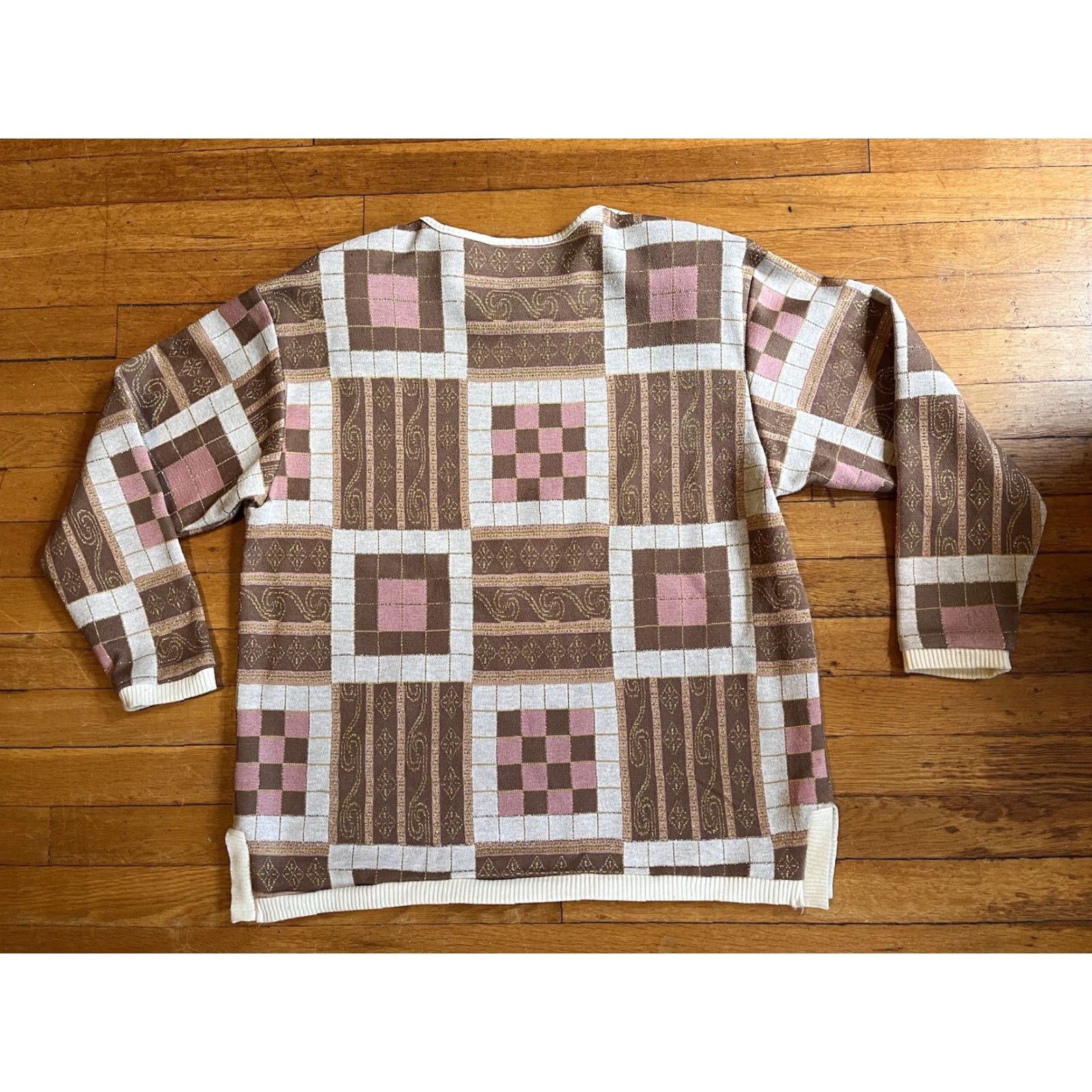 Christopher Kane VINTAGE Susan Christopher Sweater Women’s Large Pink Gold Metallic 80s Size L / US 10 / IT 46 - 6 Thumbnail