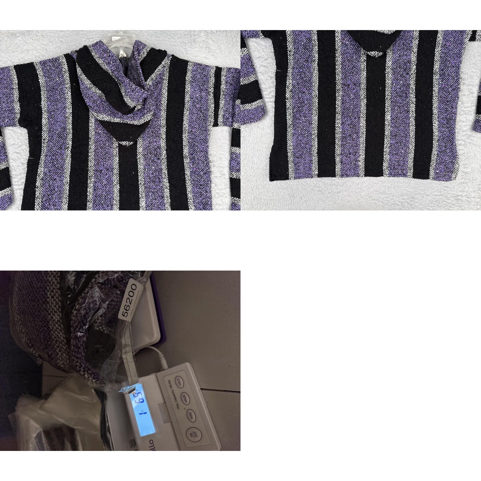 Native Native Import Hoodie Mens Large Purple Striped Baja Kangaroo Hippie Drug Rug Size US L / EU 52-54 / 3 - 9 Thumbnail