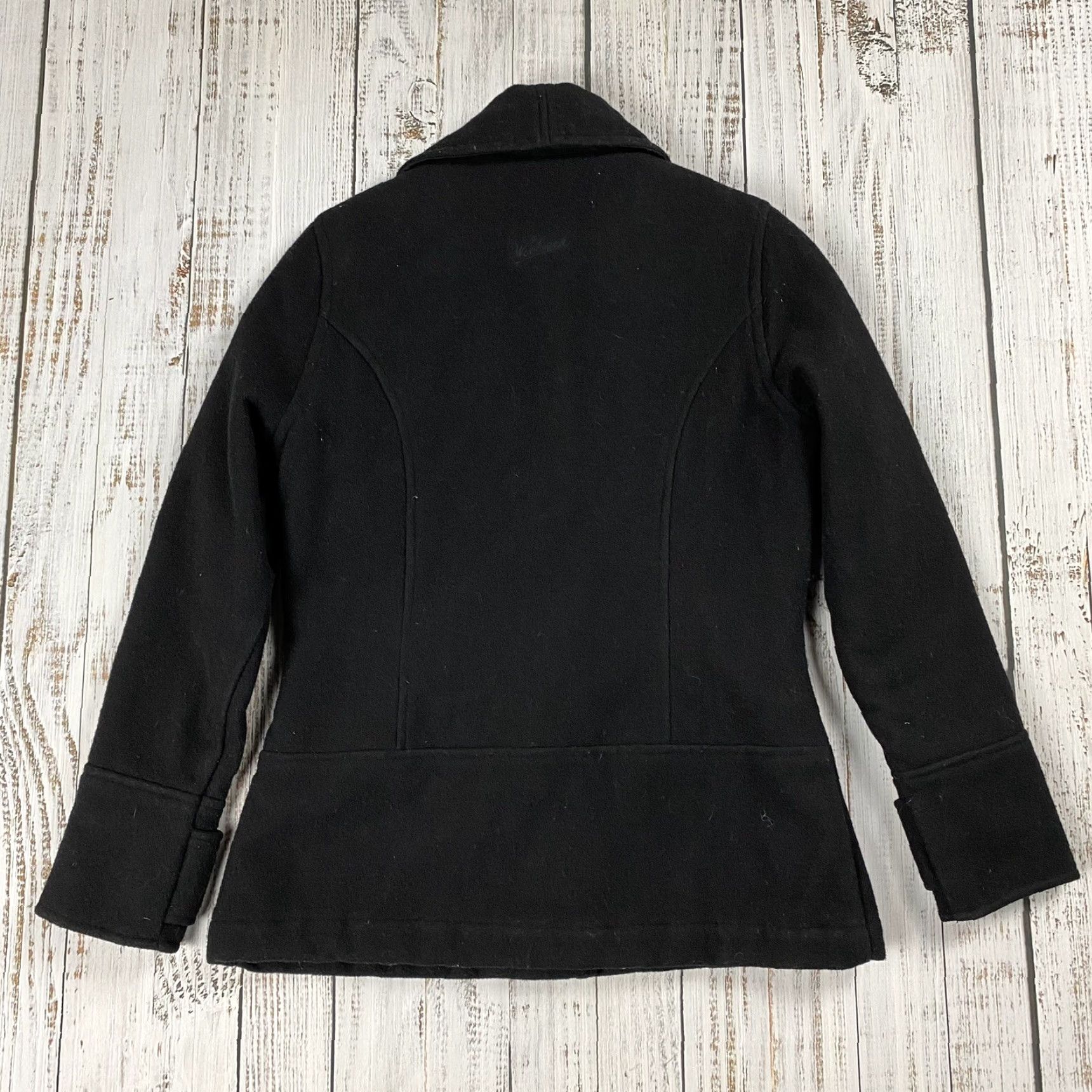 Vintage WOMENS Woolrich NORTHHAMPTON CLOTH COAT CHIN STRAP BUTTON MID-Length Black Wool BlEND Polyester Lining Classic Dry Clean Only Size S Womens Size S / US 4 / IT 40 - 6 Thumbnail