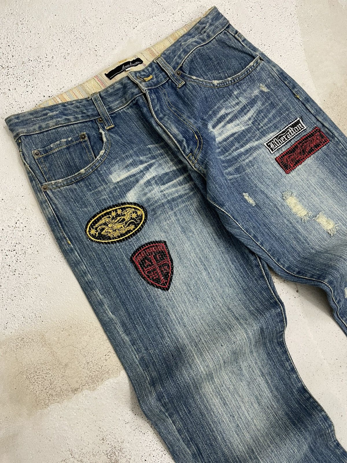 Japanese Brand Japan Armee Francaise Distressed Patchwork Liberation Denim Size US 32 / EU 48 - 7 Thumbnail