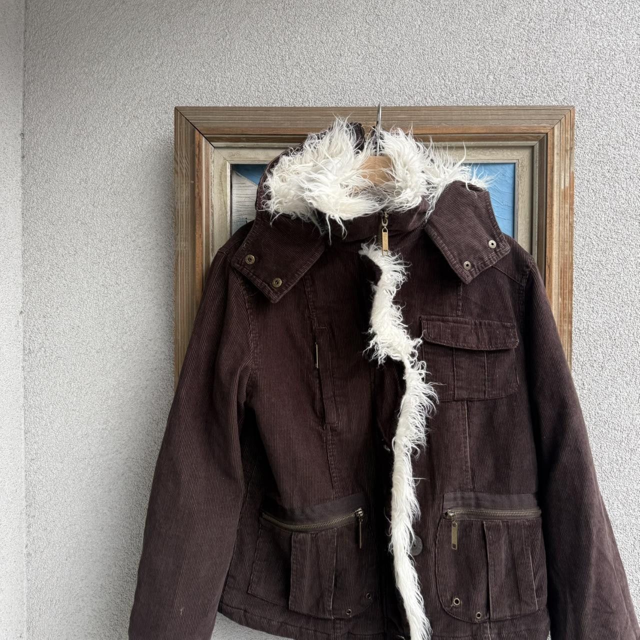 Vintage Brown corduroy jacket with white faux fur trim and hood Size US M / EU 48-50 / 2 - 4 Thumbnail