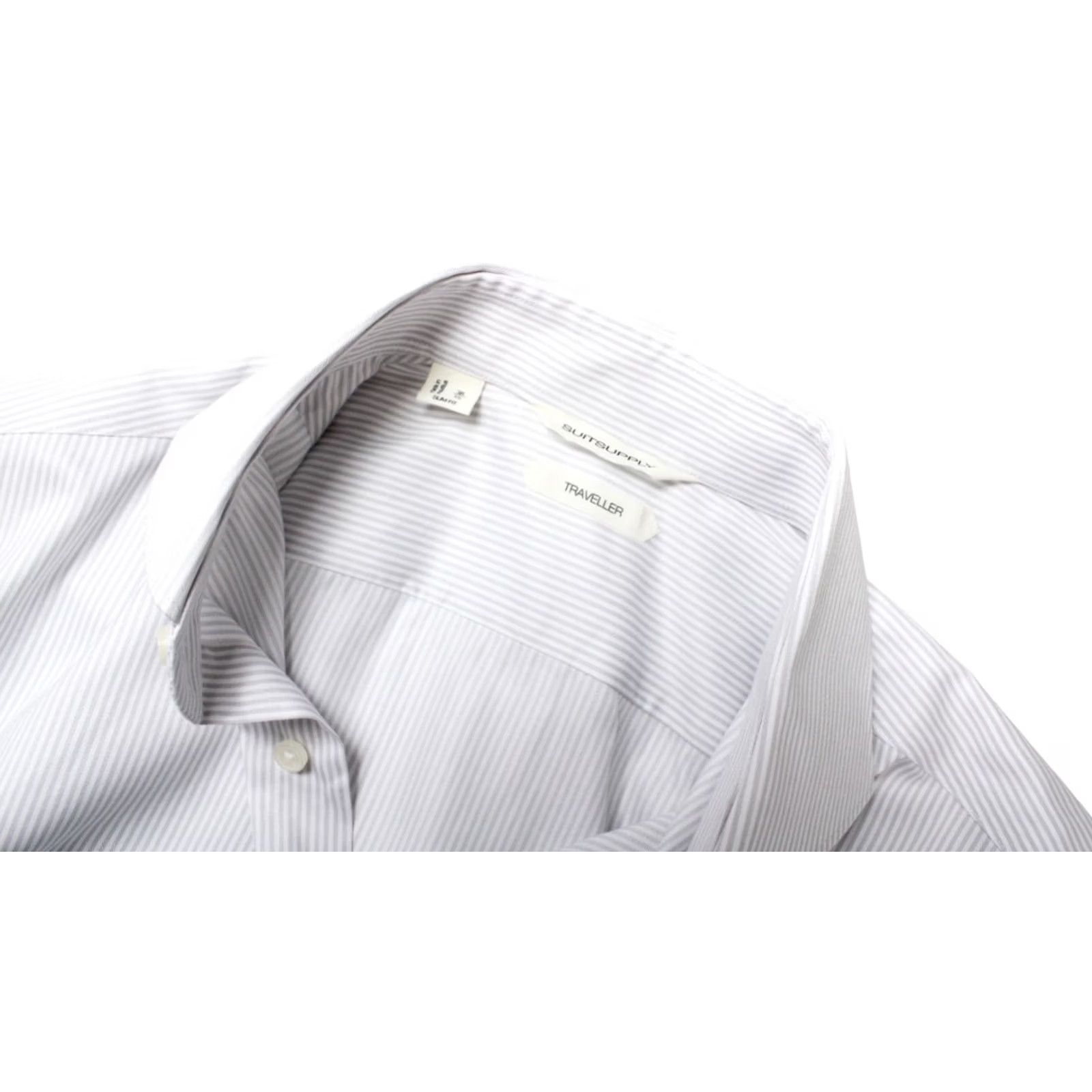 Suitsupply SUITSUPPLY Traveller Slim Fit Shirt Men's Button Up 38 / 15 White Cotton Pinstripe Collared Logo Size US M / EU 48-50 / 2 - 4 Thumbnail