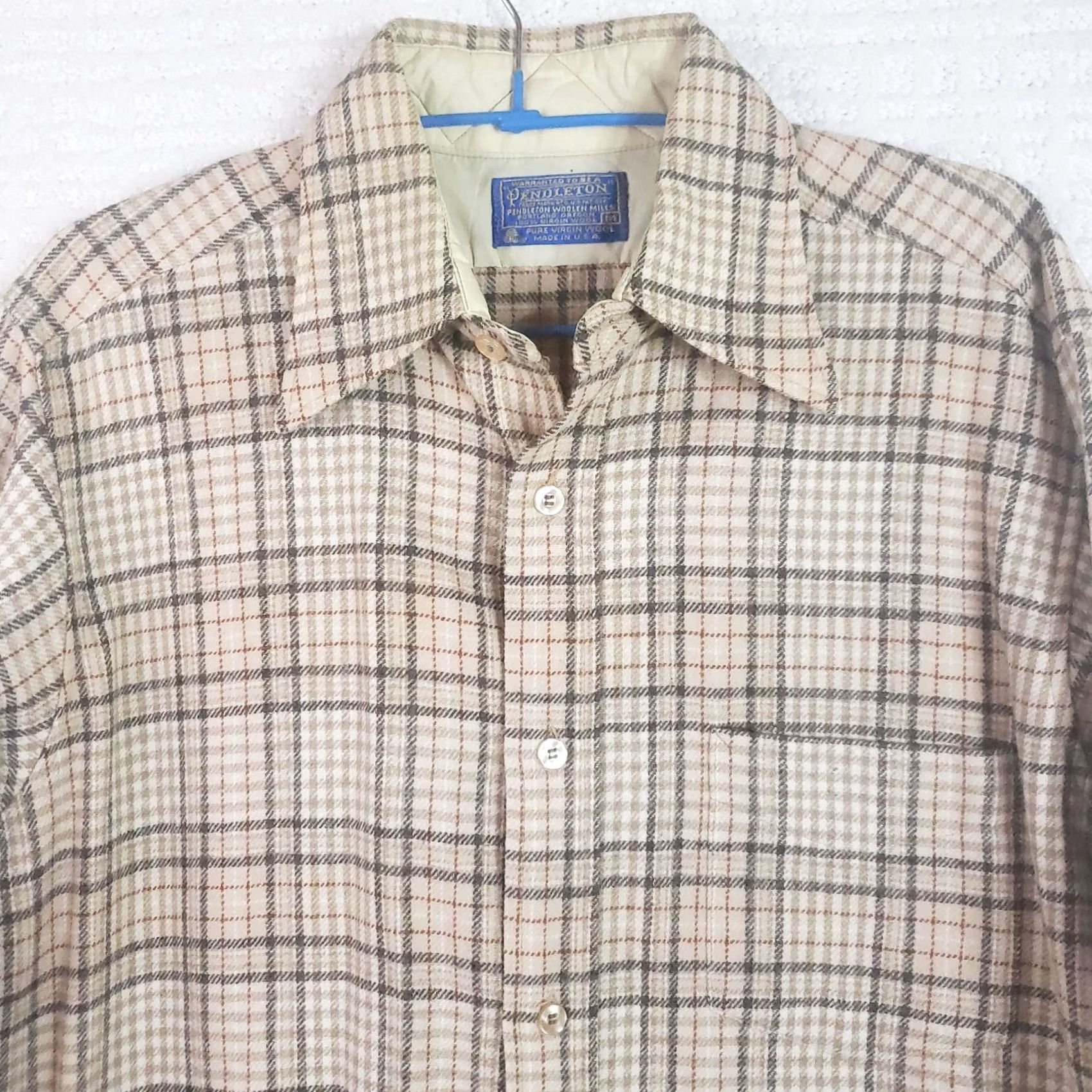 Pendleton Pendleton Shirt LS Men M Tan Brown Plaid Wool Button-Down Vintage Casual Size US M / EU 48-50 / 2 - 3 Thumbnail