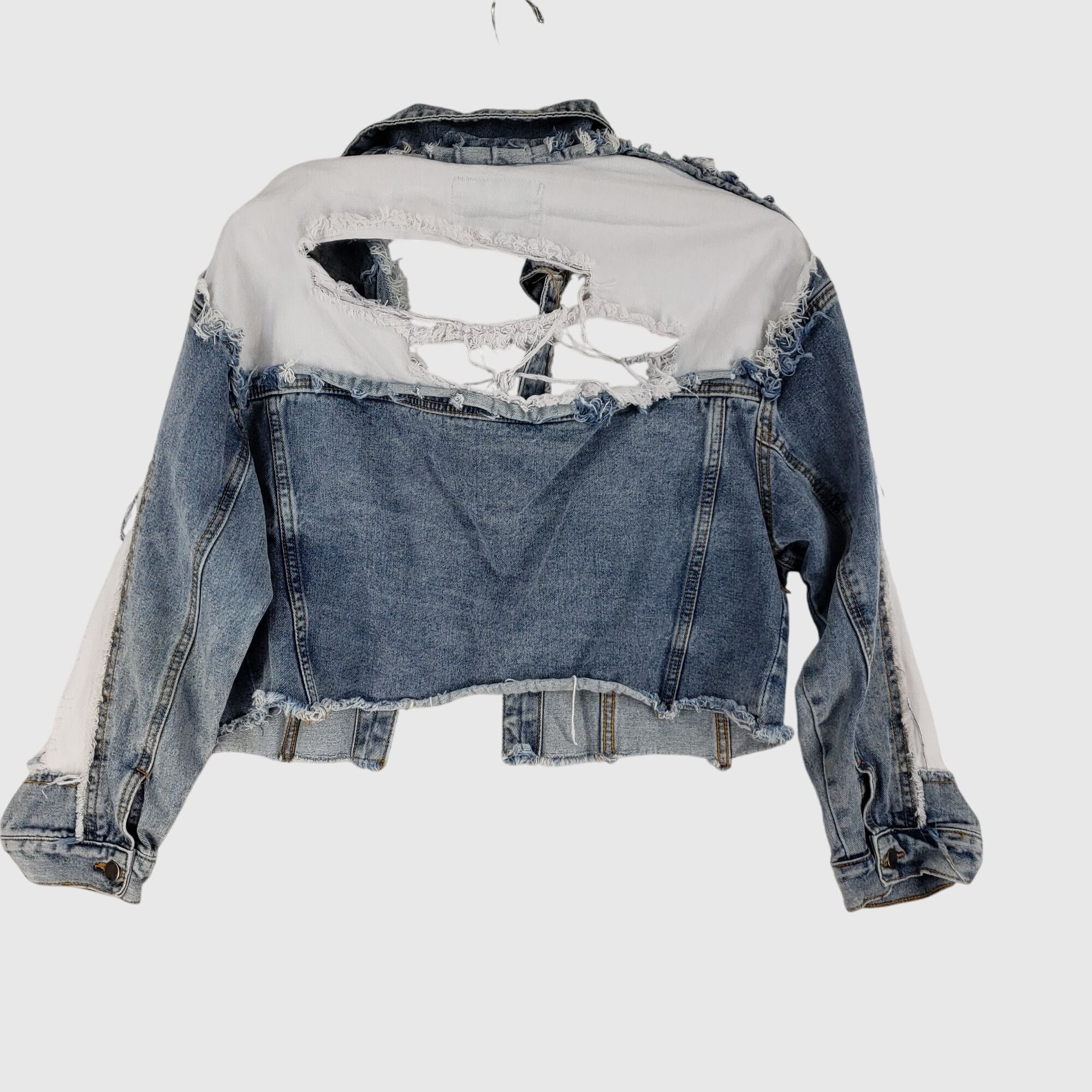 Other American Bazi Womens Cropped Distressed Denim Jacket Sz S Size S / US 4 / IT 40 - 2 Thumbnail