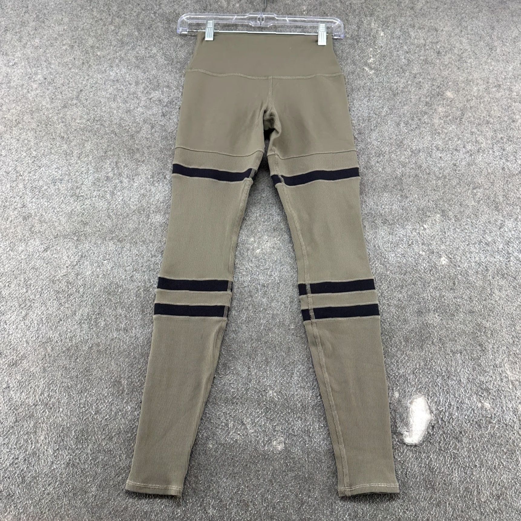 Alo ALO Leggings Womens XS Black High Waist Legit Ribbed Sporty Yoga Olive Leggings Compression Ankle 27in XS Womens Black Size 42" / US 20 - 2 Thumbnail