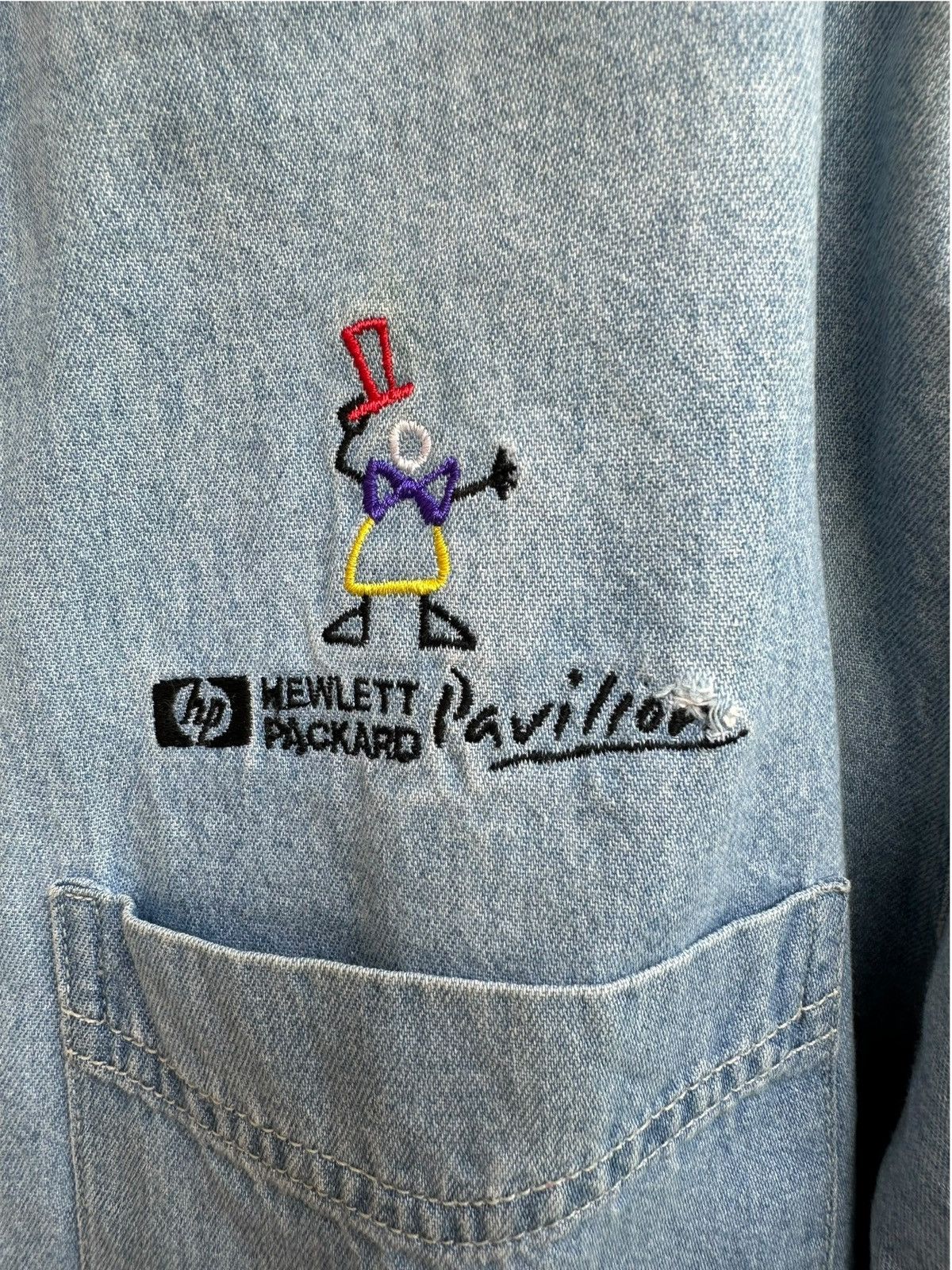 Japanese Brand Vintage HP Computer Chambray Shirt Size US M / EU 48-50 / 2 - 9 Thumbnail