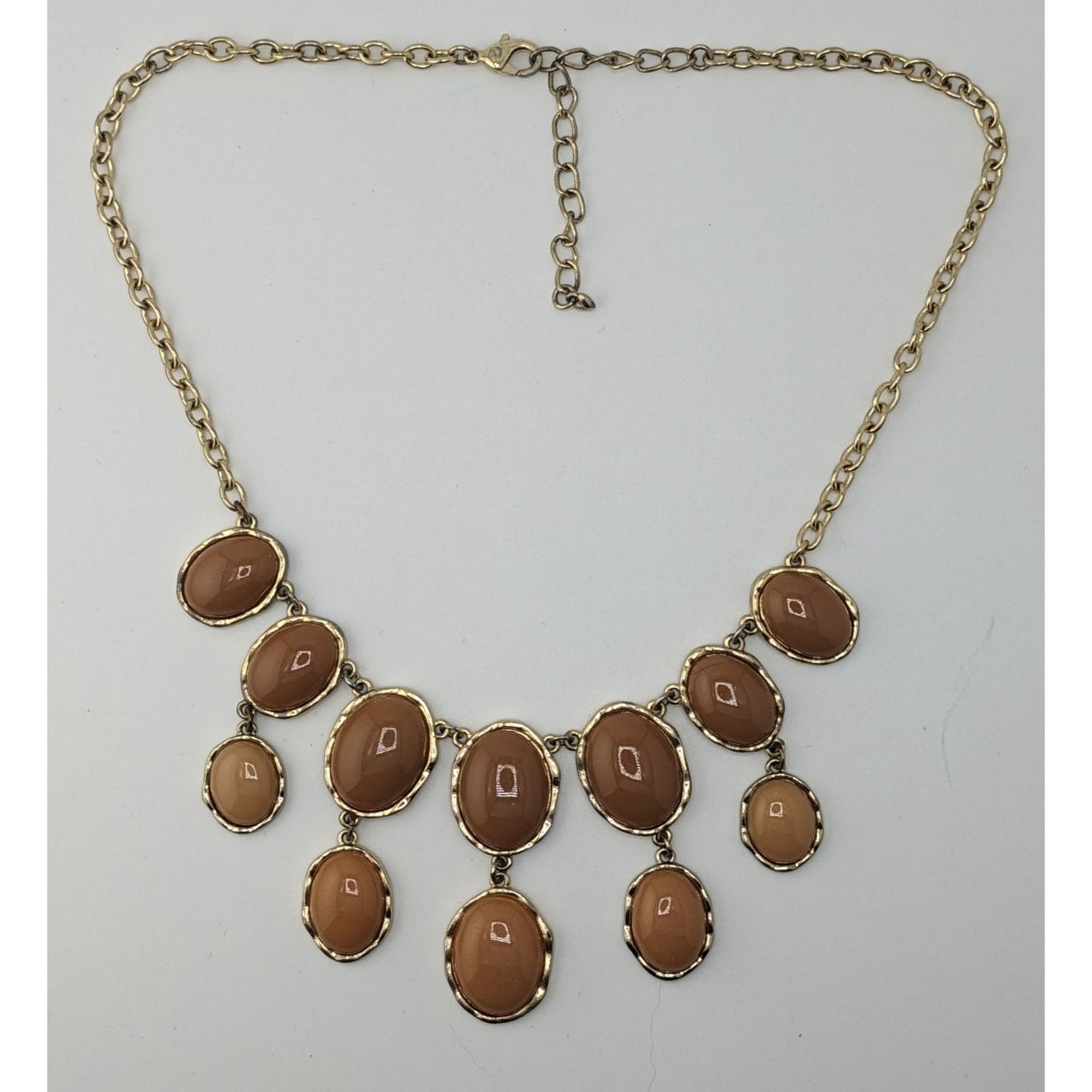 Other Y2K Gold-Tone Statement Necklace With Brown Resin Ovals Size ONE SIZE - 4 Thumbnail