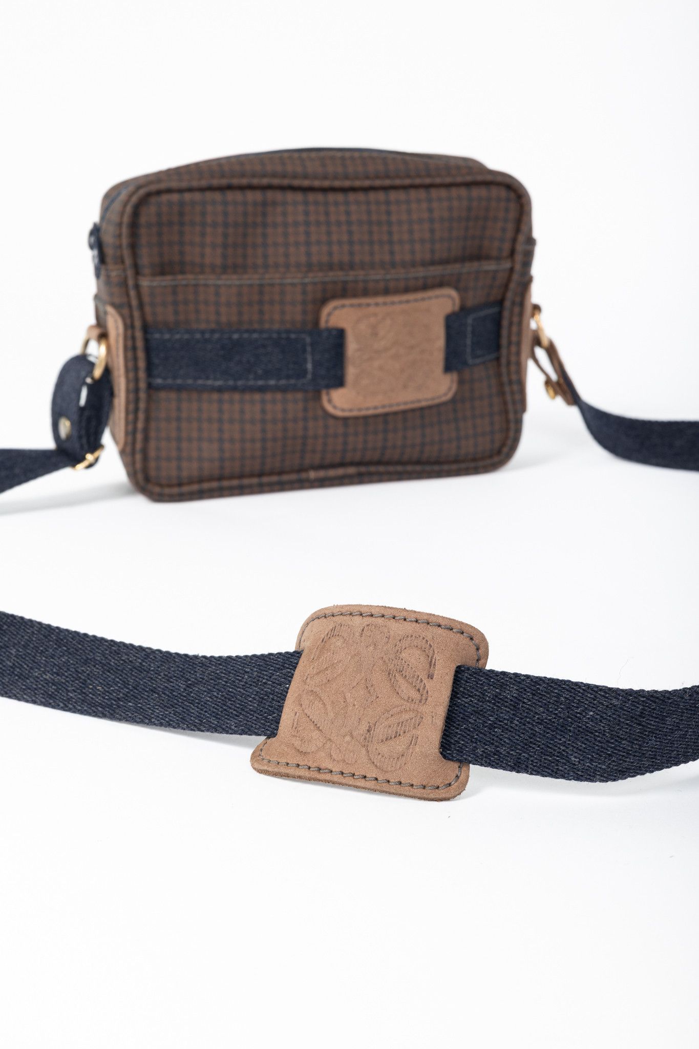 Loewe Loewe Brown Houndstooth-Canvas Leather-Trim Shoulder Bag Size ONE SIZE - 7 Thumbnail