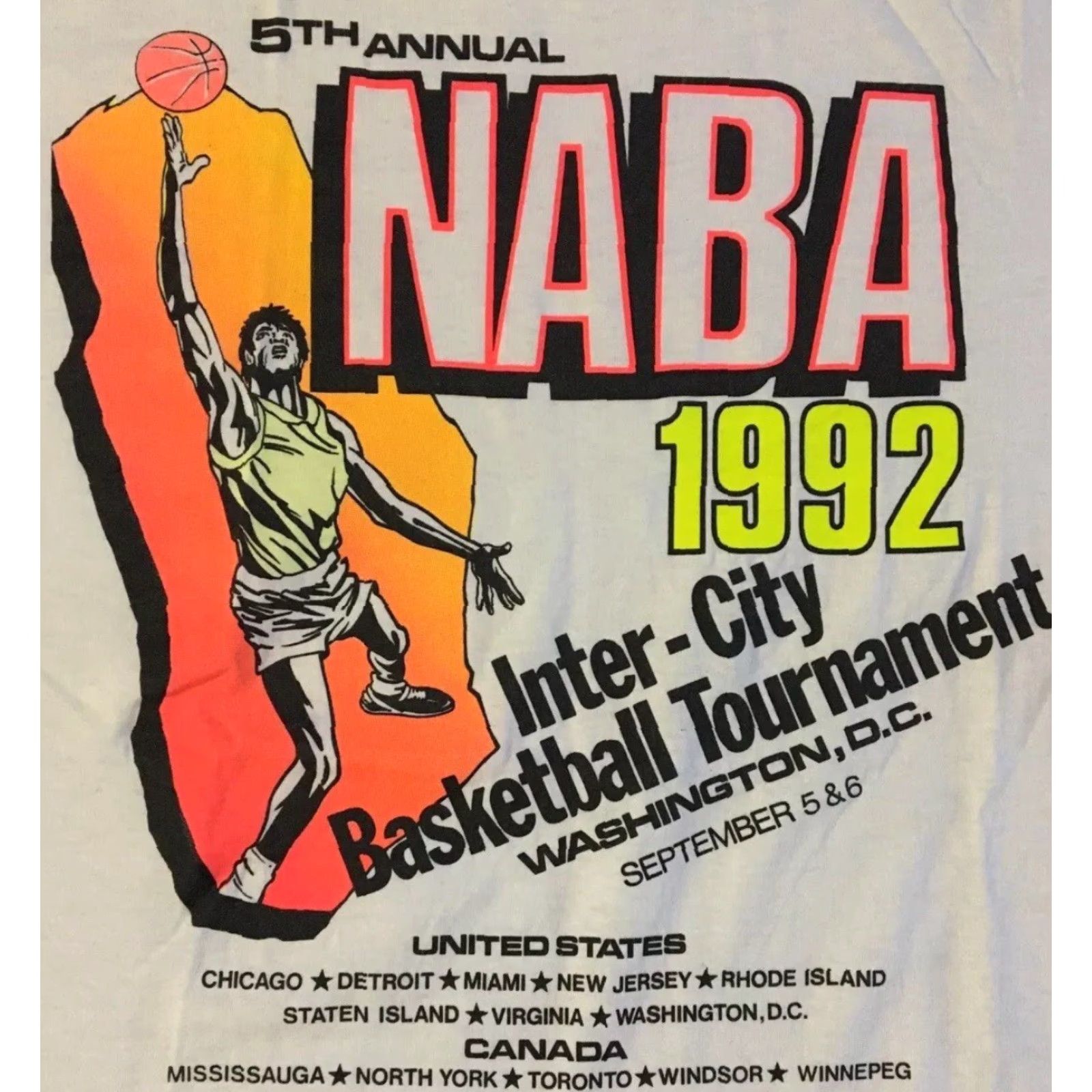 Vintage VINTAGE NABA Inter City Basketball Tournament Shirt M White Short Sleeve Men 90s Grunge Sports College USA Size M Size US M / EU 48-50 / 2 - 3 Thumbnail