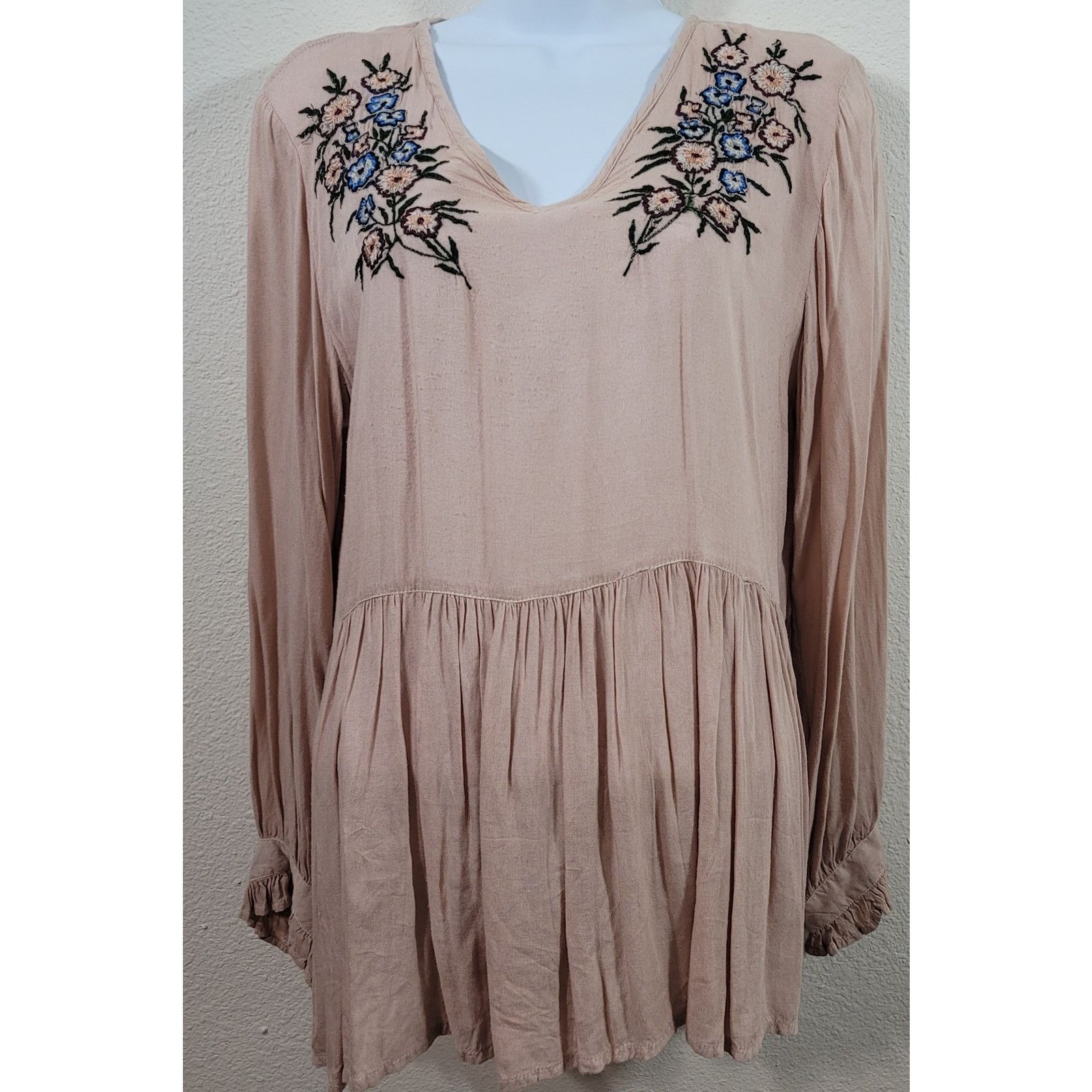 Other Solitaire Dusty Rose Peplum Embroidered Top Medium Size M / US 6-8 / IT 42-44 - 1 Thumbnail