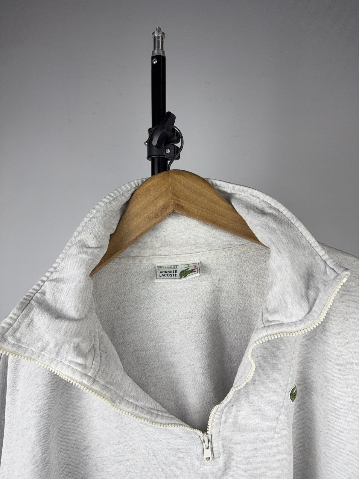 Lacoste 80s Chemise Lacoste Half Zip Sweatshirt Grey Made in France Size US M / EU 48-50 / 2 - 6 Thumbnail