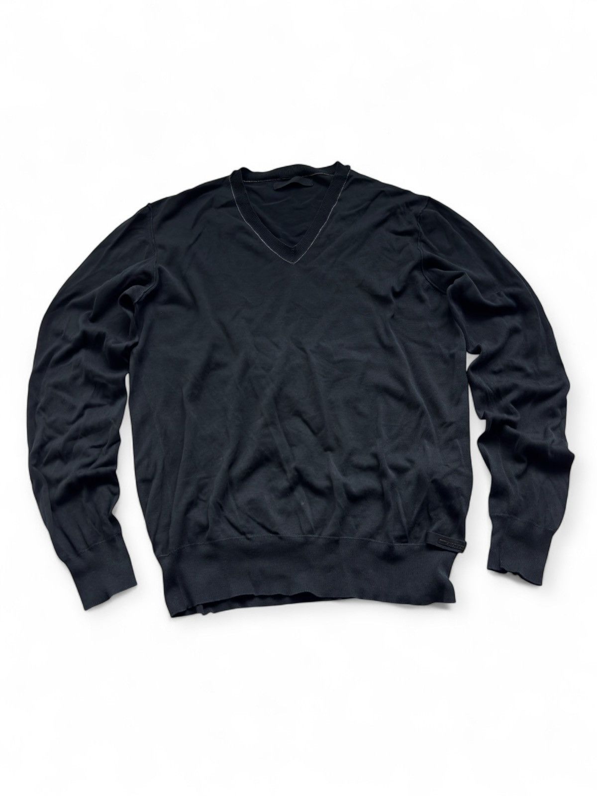 Prada Prada V-neck Sweater Black Tab Luxury Size US L / EU 52-54 / 3 - 1 Thumbnail