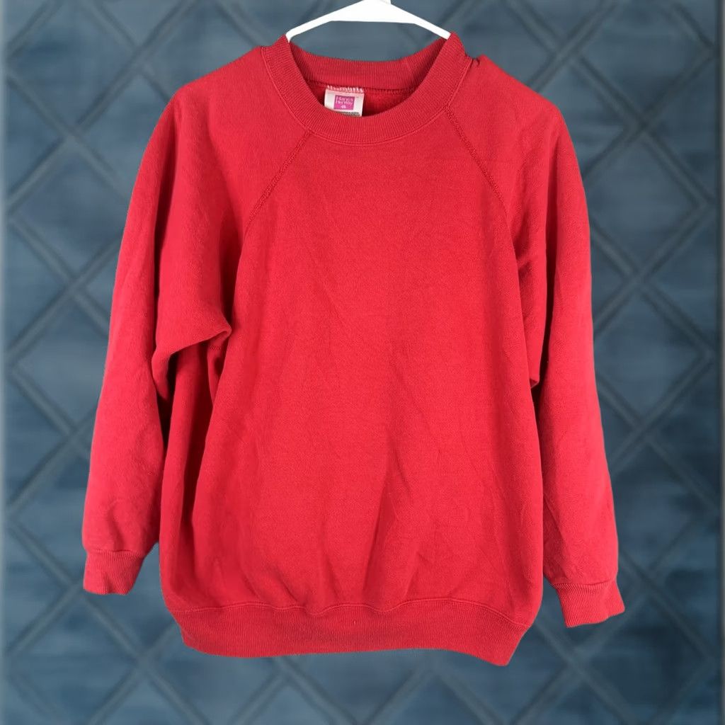 Hanes Hanes Her Way Sweatshirt Womens Large Red Raglan Crewneck Pullover USA Size L / US 10 / IT 46 - 1 Thumbnail