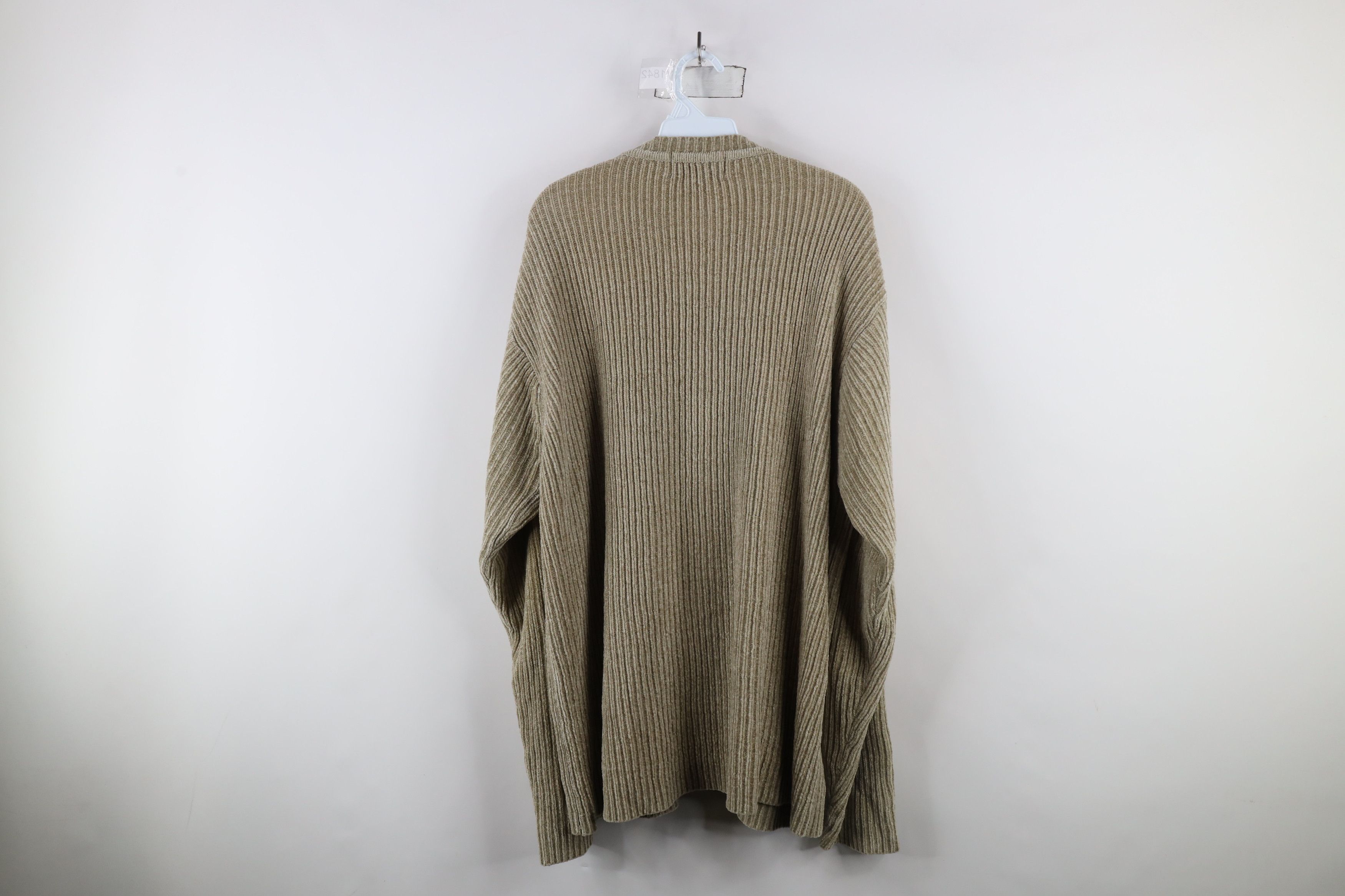 Vintage Vintage 90s Streetwear Fleece Ribbed Knit Sweater Beige Size US XL / EU 56 / 4 - 9 Thumbnail