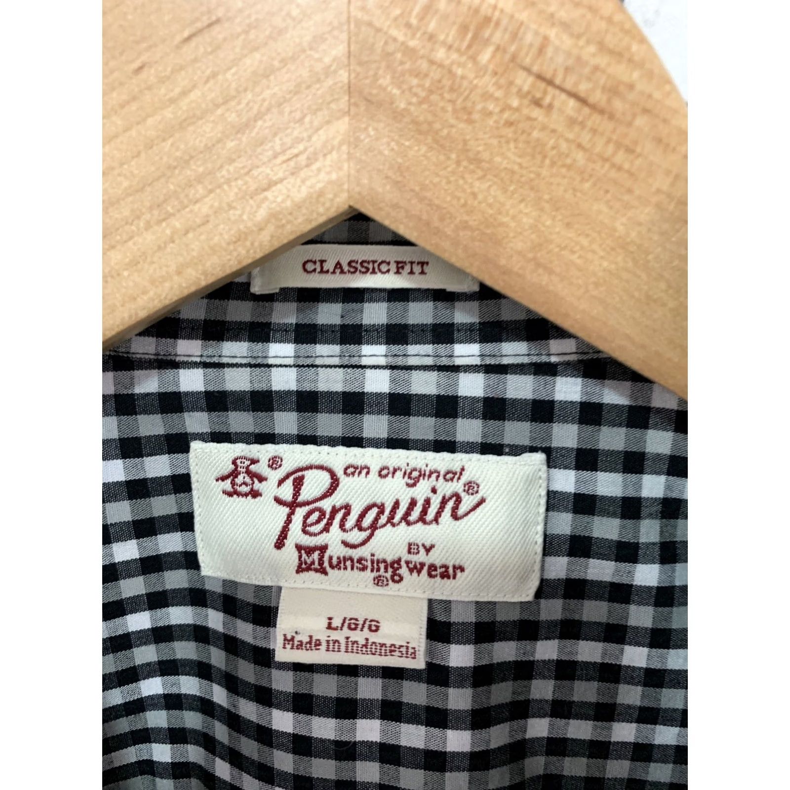 Vintage Penguin Button-Front Mens L Classic Fit Plaid Long Sleeve Men Black White Size US L / EU 52-54 / 3 - 2 Thumbnail