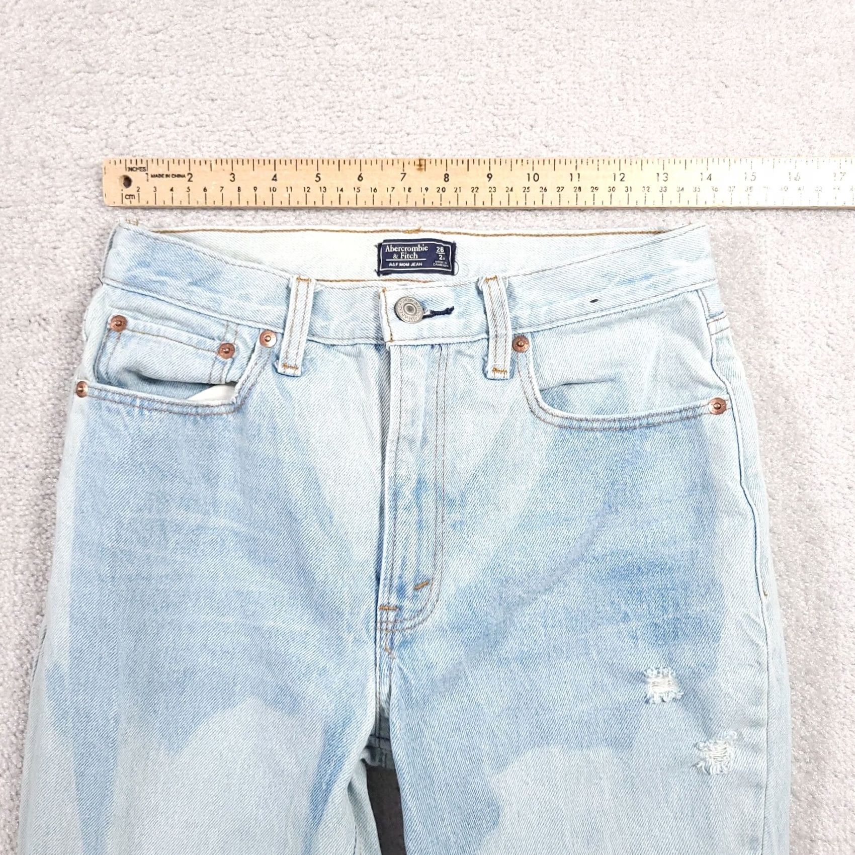 Abercrombie & Fitch Abercrombie & Fitch Mom Jeans Women's 2R 26 Ankle Crop Acid Wash Distressed Blue 90s Retro Size 26" / US 2 / IT 38 - 4 Thumbnail
