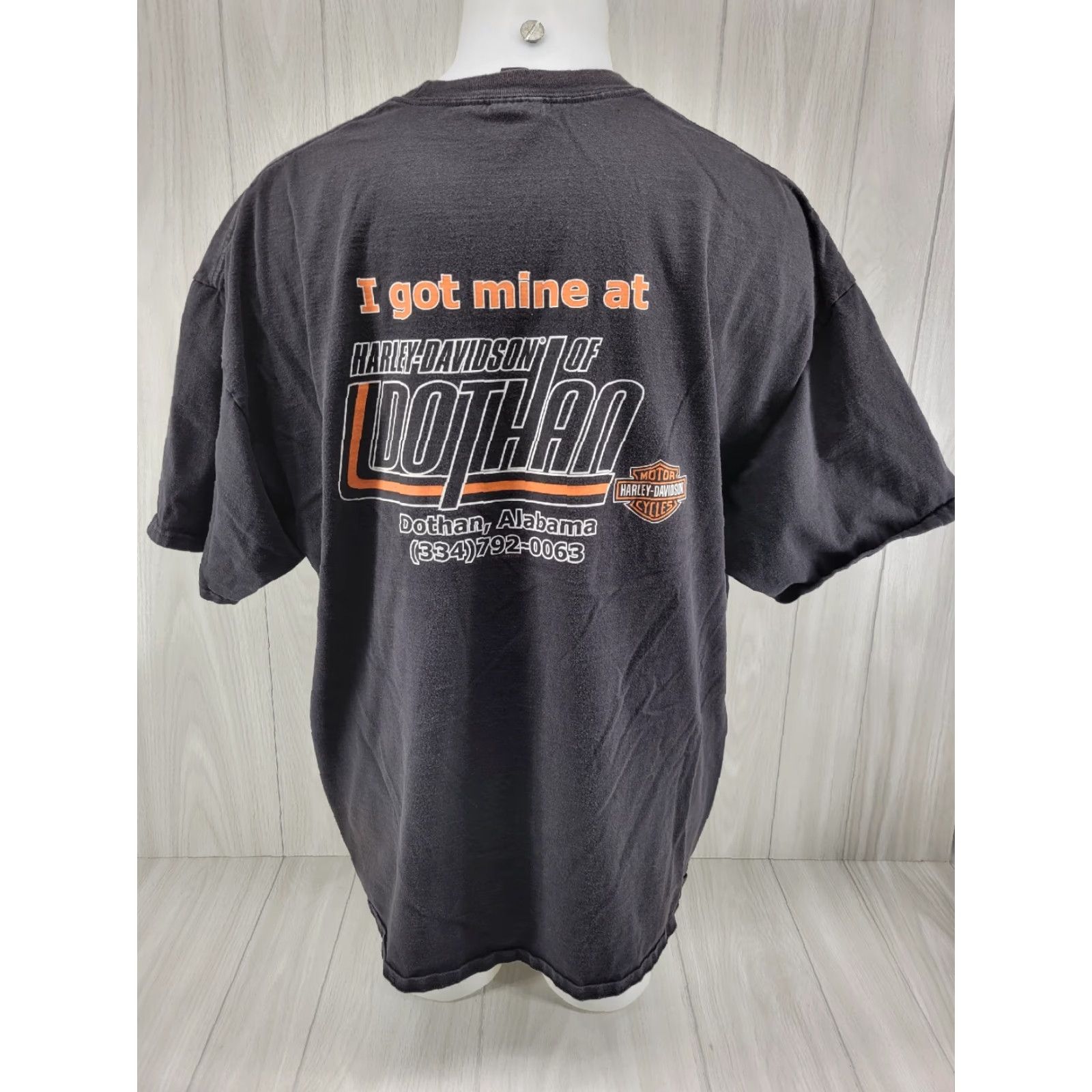 Harley Davidson Harley-Davidson T-Shirt Mens 3XL Black I Got Mine At Dothan Alabama Solid Short Sleeve Logo Print Vintage No Size US XXL / EU 58 / 5 - 2 Thumbnail