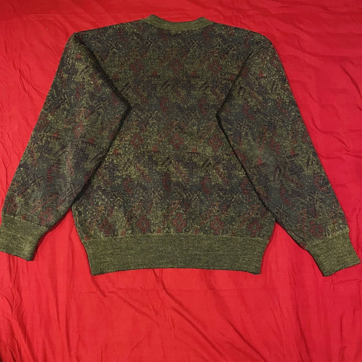 Vintage V Neck Monogram Knitted Sweater… Size M / US 6-8 / IT 42-44 - 3 Thumbnail