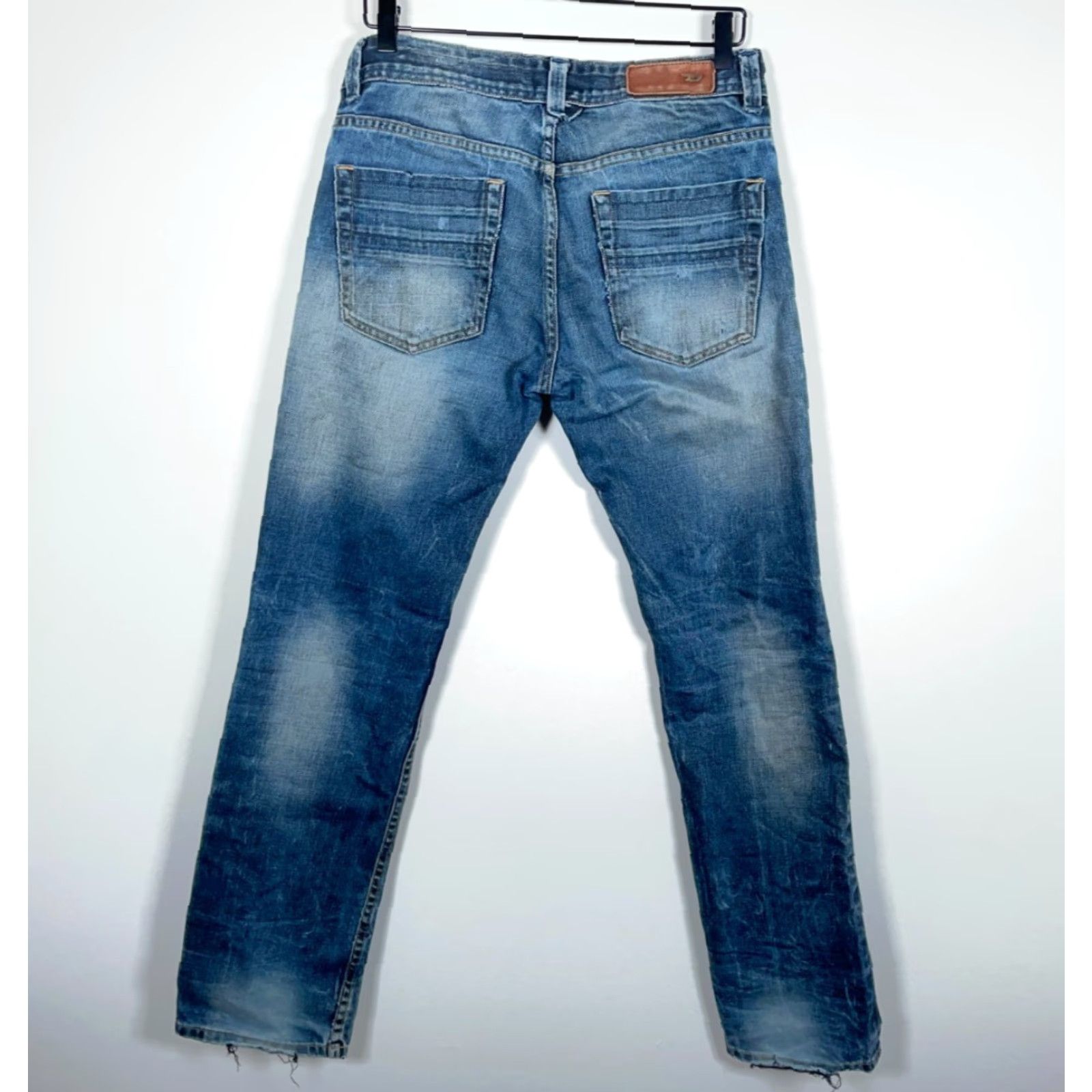 Diesel VINTAGE Diesel Slim Fit Jeans Men's 31 Dark Blue Distressed Denim Button Fly Low Rise Jeans Size US 32 / EU 48 - 2 Thumbnail