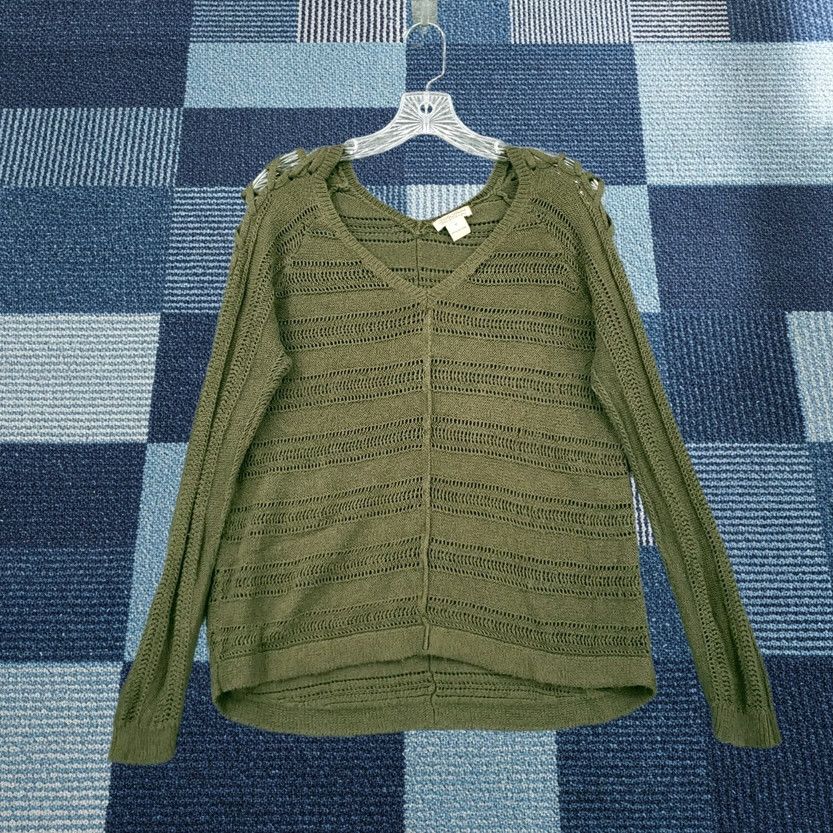 Lucky Brand Lucky Brand Sweater Medium M Green V Neck Knit Long Sleeve Pullover Jumper Women Size M / US 6-8 / IT 42-44 - 1 Thumbnail